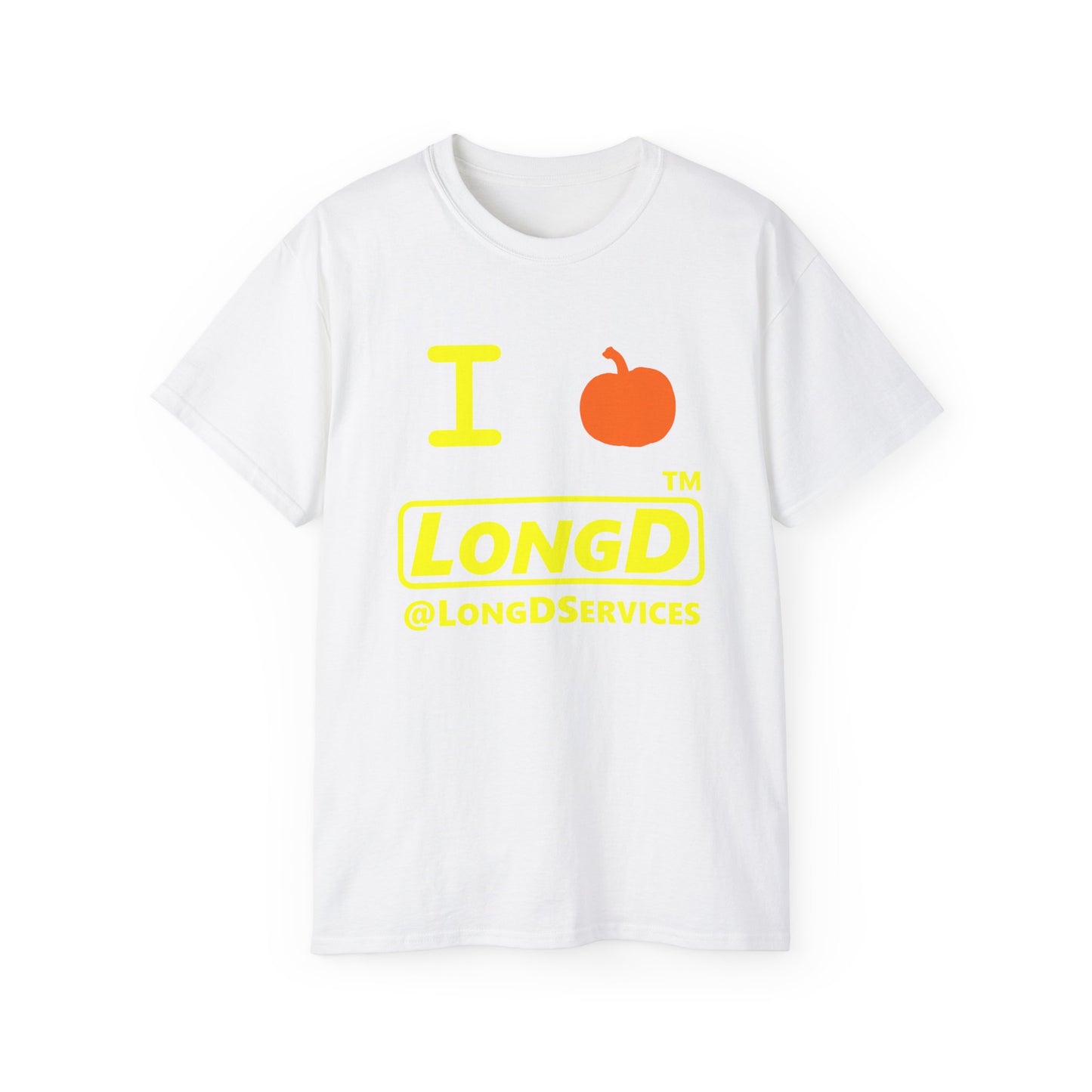 I Pumpkin LongD® Logo Cotton Tee positive yellow basic tag logo