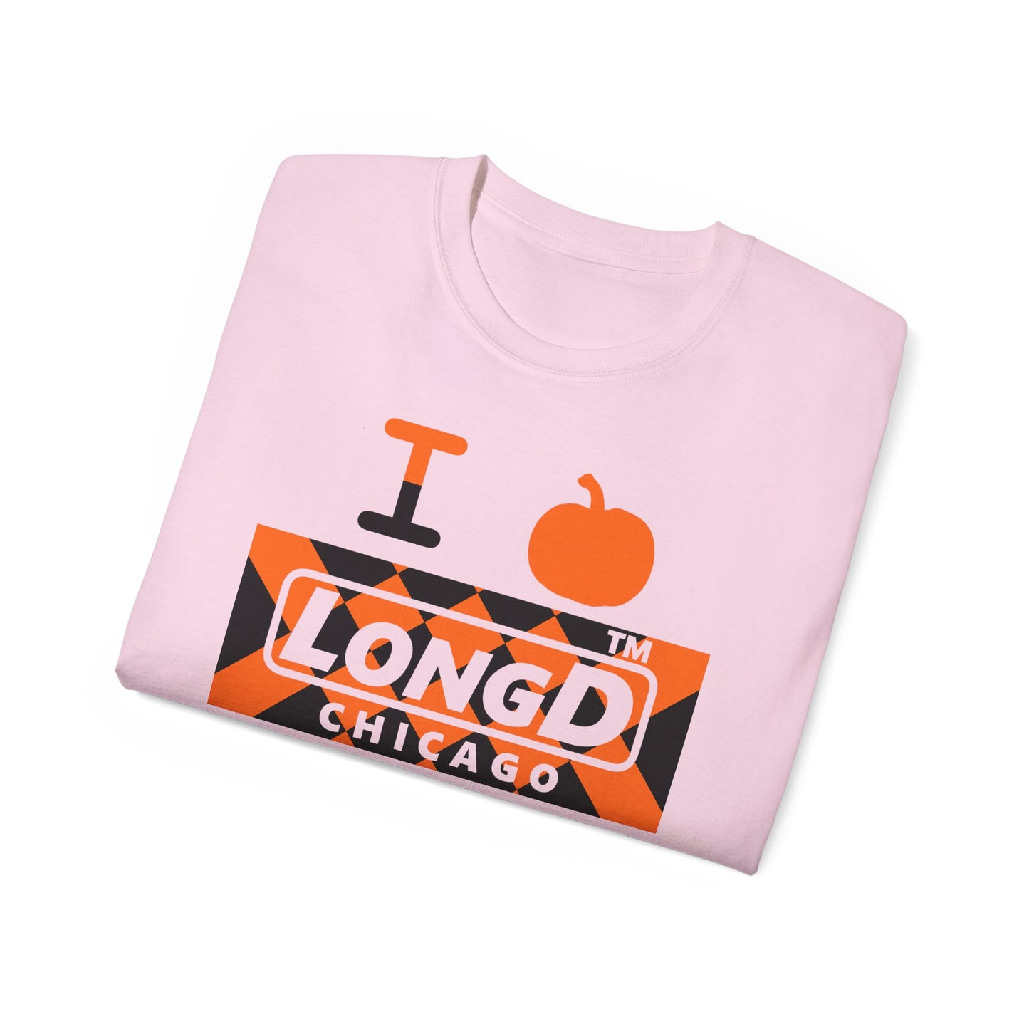 I pumpkin LongD Chicago negative stylized argyle 4-print logo cotton tee