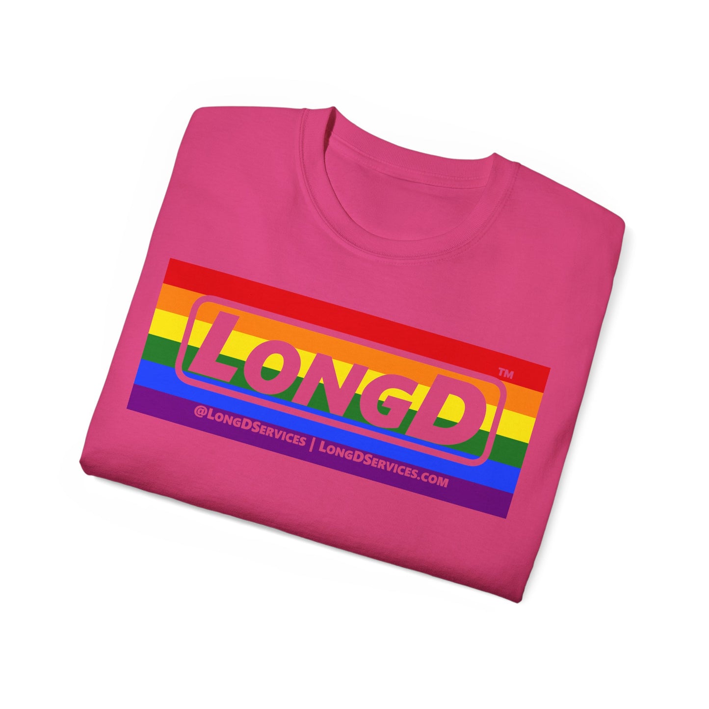 LongD® Logo Cotton Tee Pride striped negative text