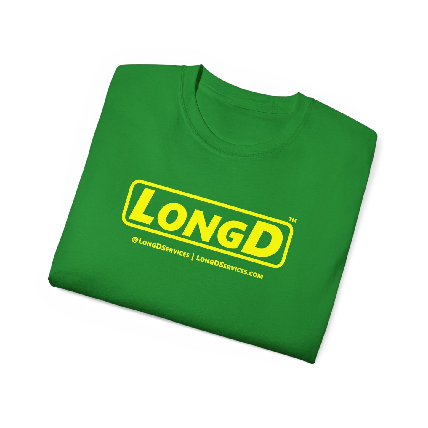 LongD® Logo Cotton Tee (Mardi Gras colored shirts with yellow text)