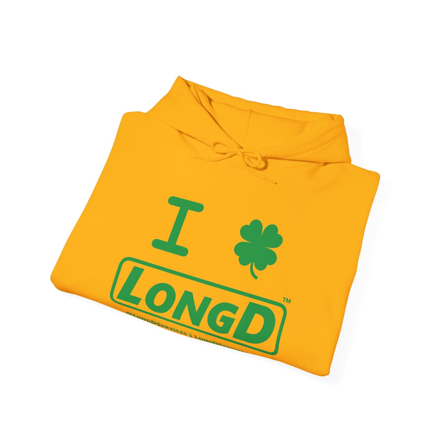 I Clover LongD® Logo Hoodie (St. Patrick's Day green text)