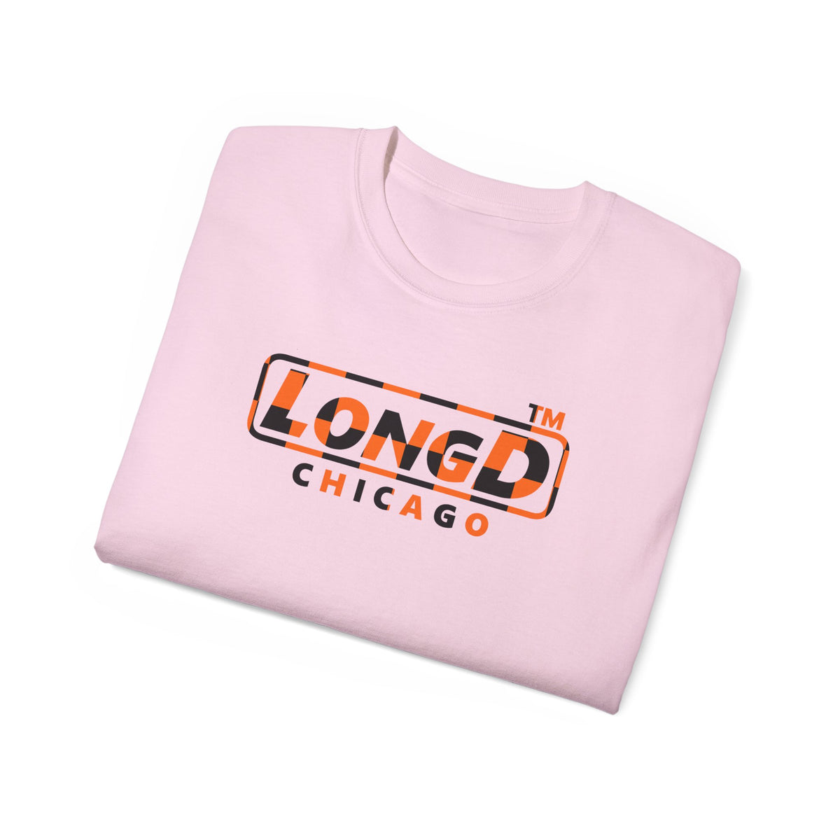 LongD Chicago positive checkered logo (Halloween colors) cotton tee