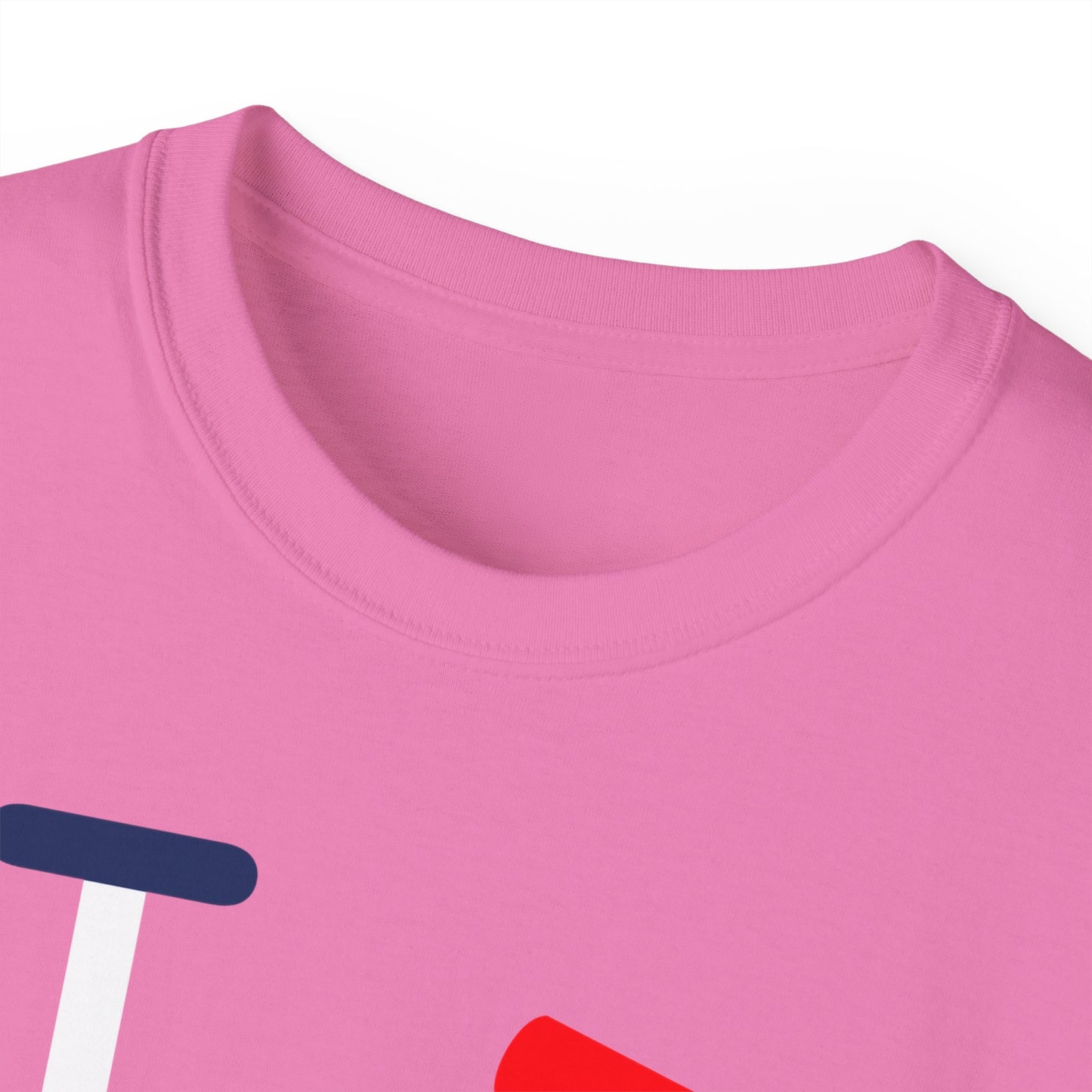 I Firecracker LongD® Logo Cotton Tee Red, White and Blue striped thirds text