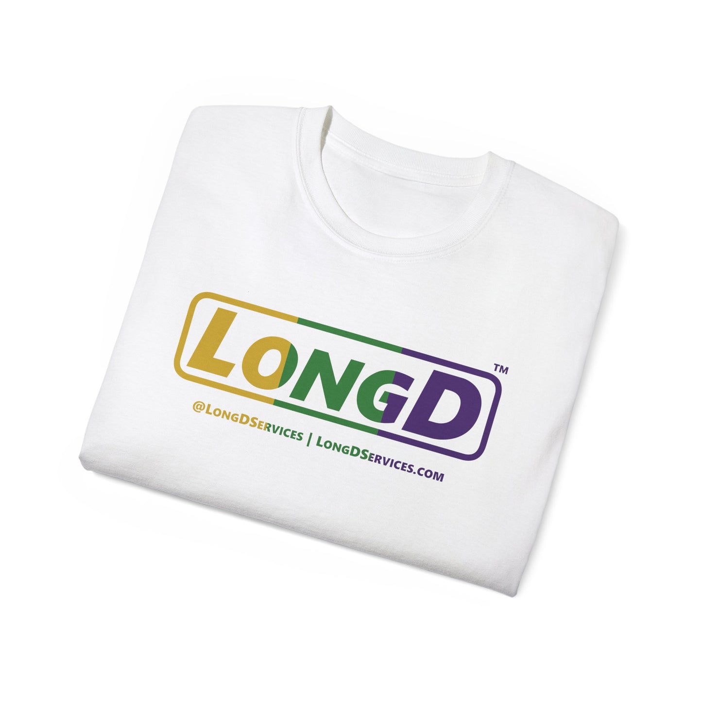 LongD® Logo Cotton Tee (Mardi Gras colored text)