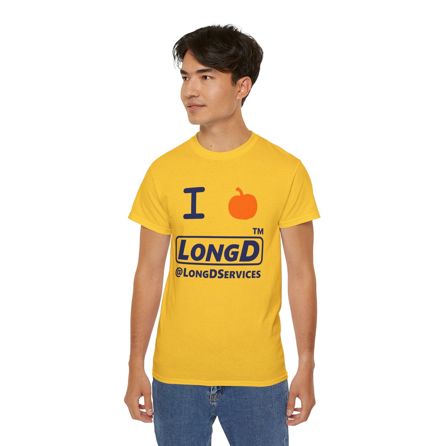 I Pumpkin LongD® Logo Cotton Tee positive blue basic tag logo
