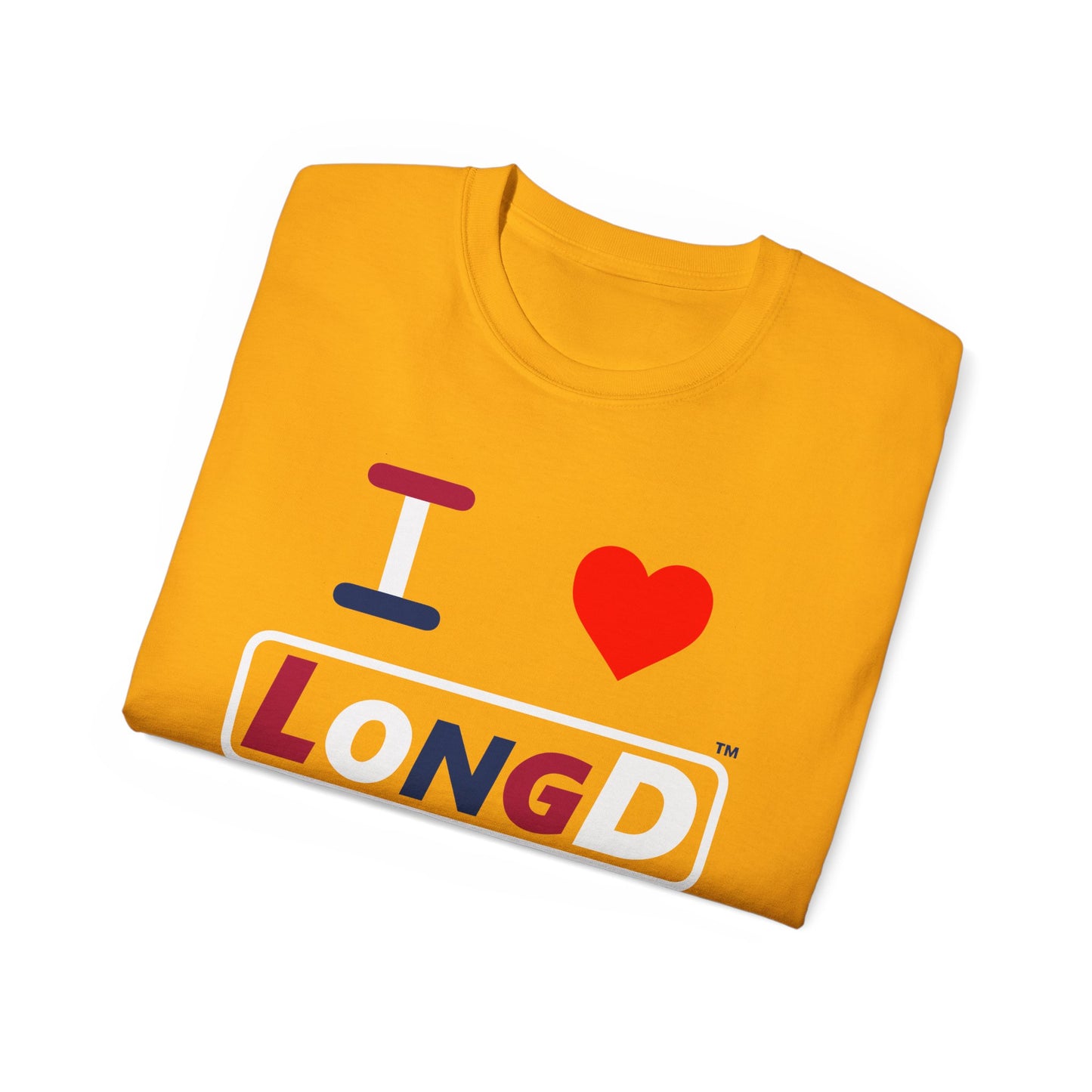 I Luv LongD® Logo Cotton Tee Red, White and Blue positive varied elements text