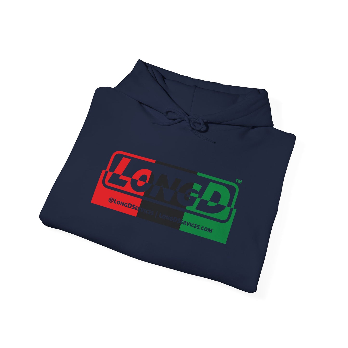 LongD® Logo Hoodie with Juneteenth positive top negative bottom text