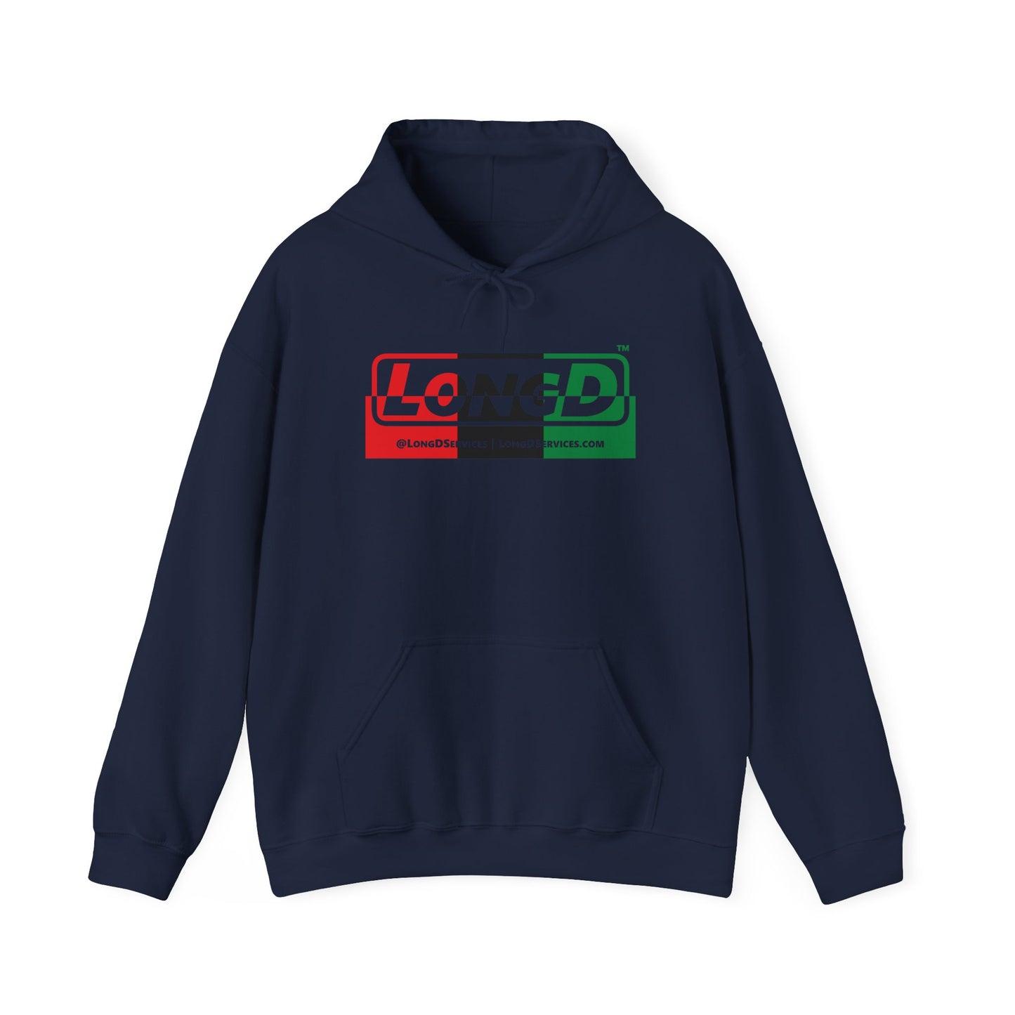 LongD® Logo Hoodie with Juneteenth positive top negative bottom text