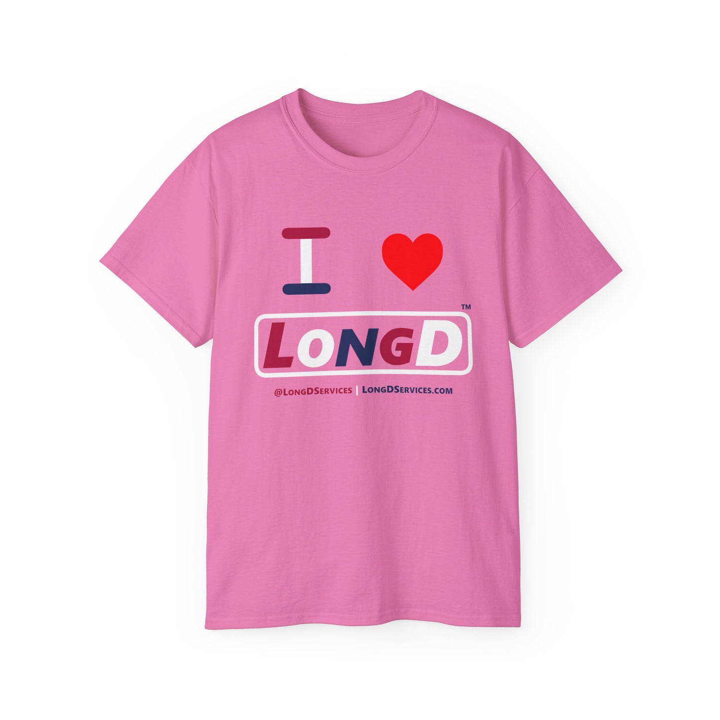 I Luv LongD® Logo Cotton Tee Red, White and Blue positive varied elements text