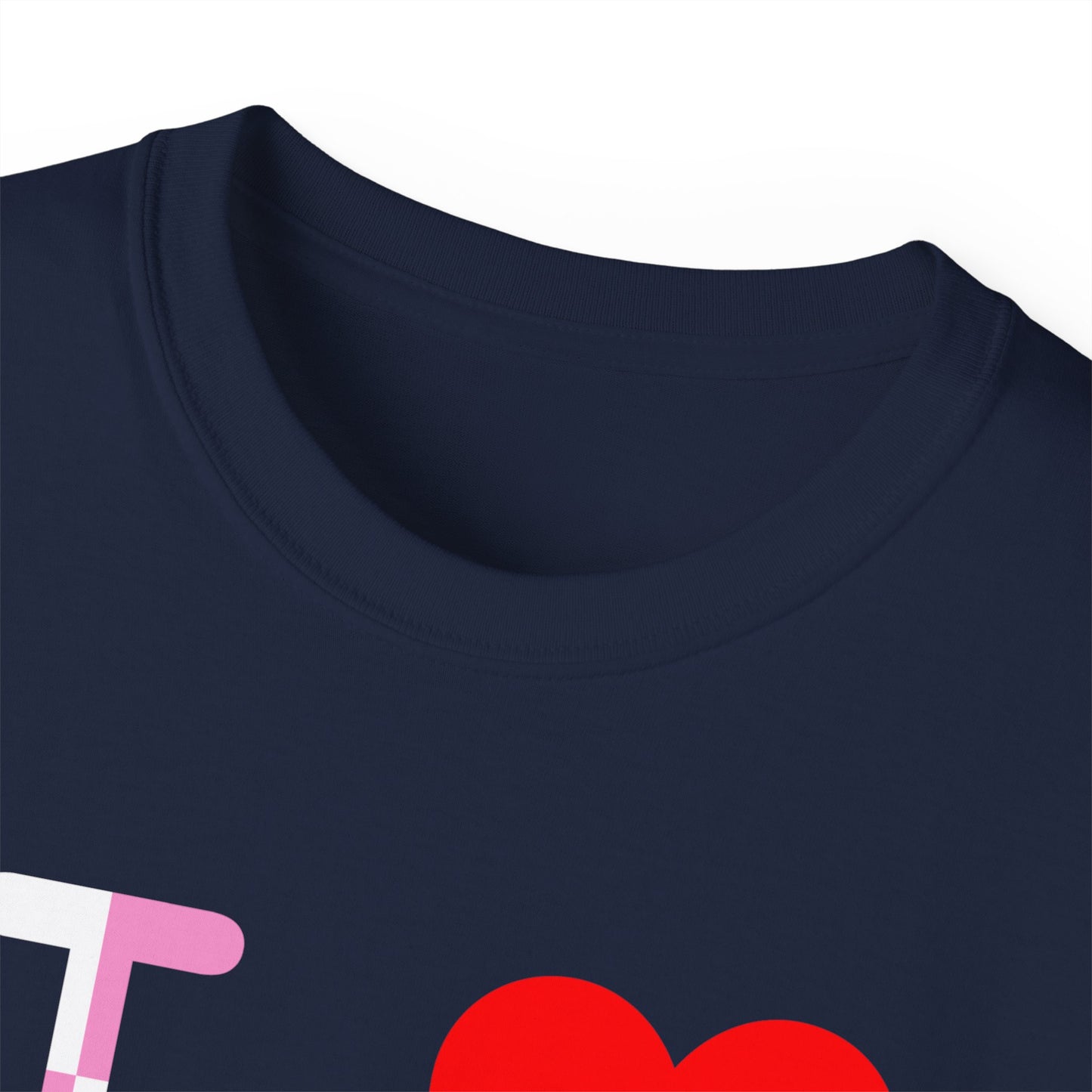 I Luv LongD Logo Cotton Tee (Valentines pink/white quarter split text)