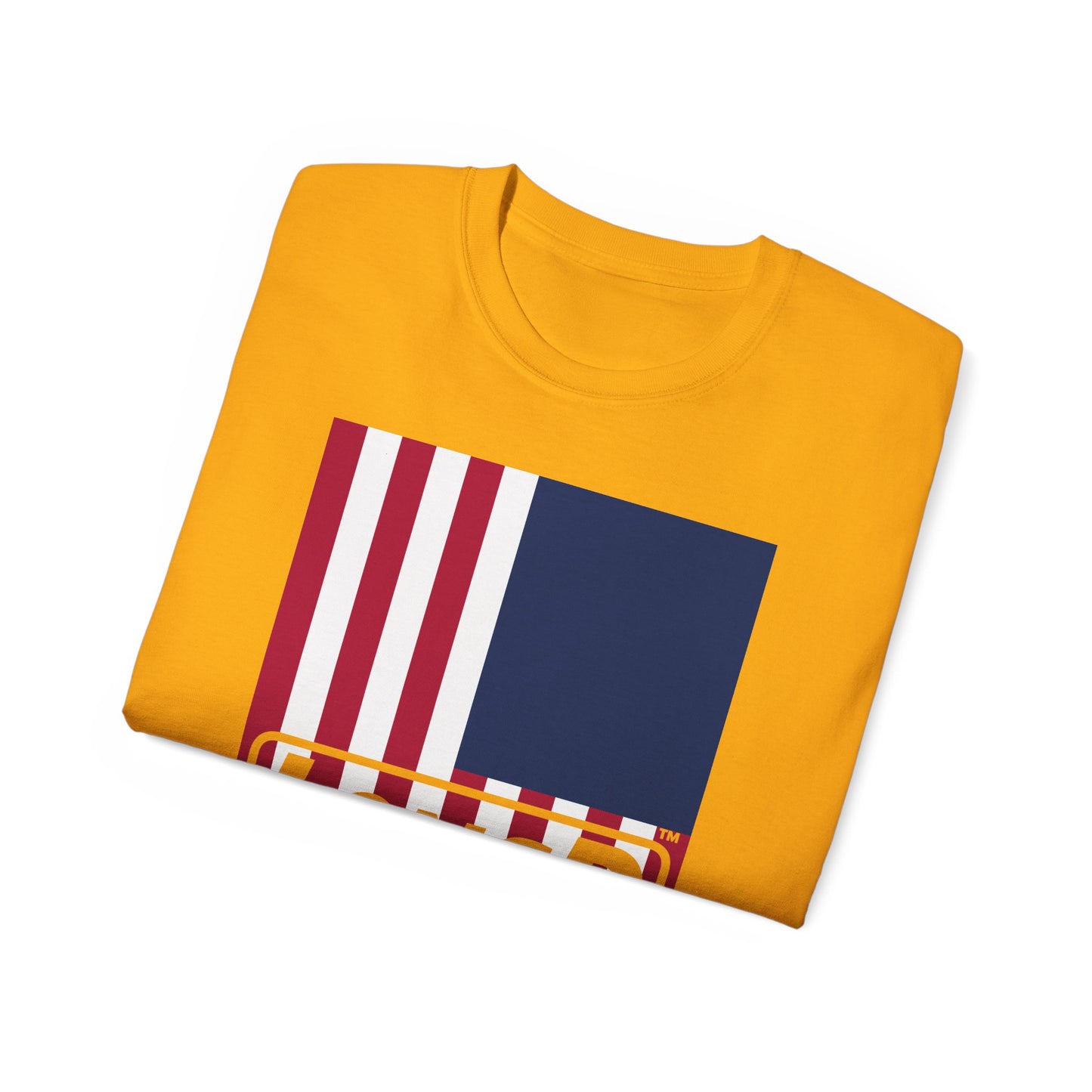 LongD® Logo Cotton Tee Red, White and Blue portrait (cropped proportions) flag negative text