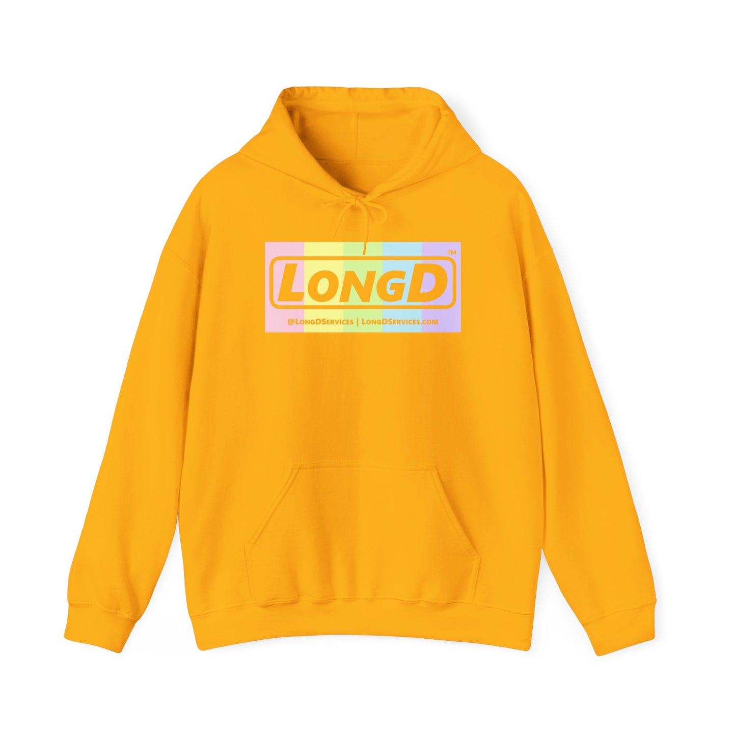 LongD® Logo Hoodie pastel spectrum negative text coloration