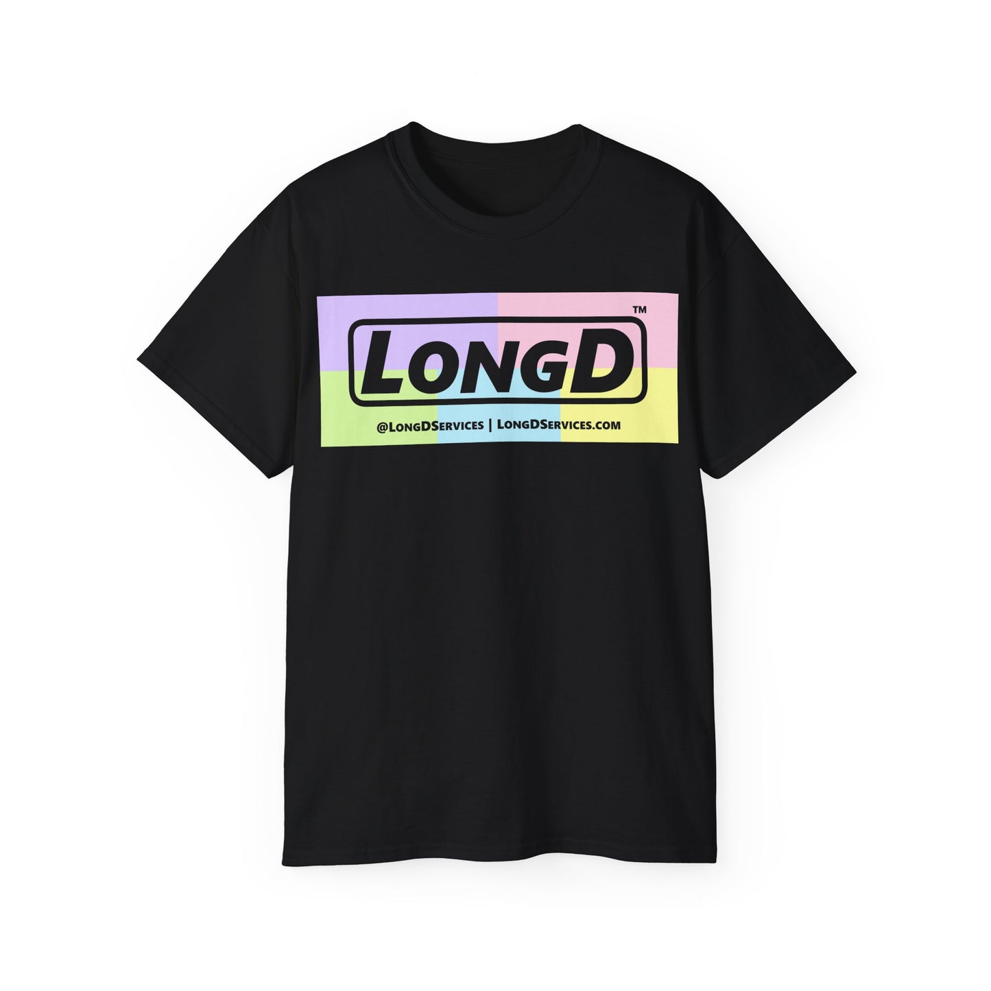 LongD® Logo Cotton Tee (Easter pastel variety in negative text)
