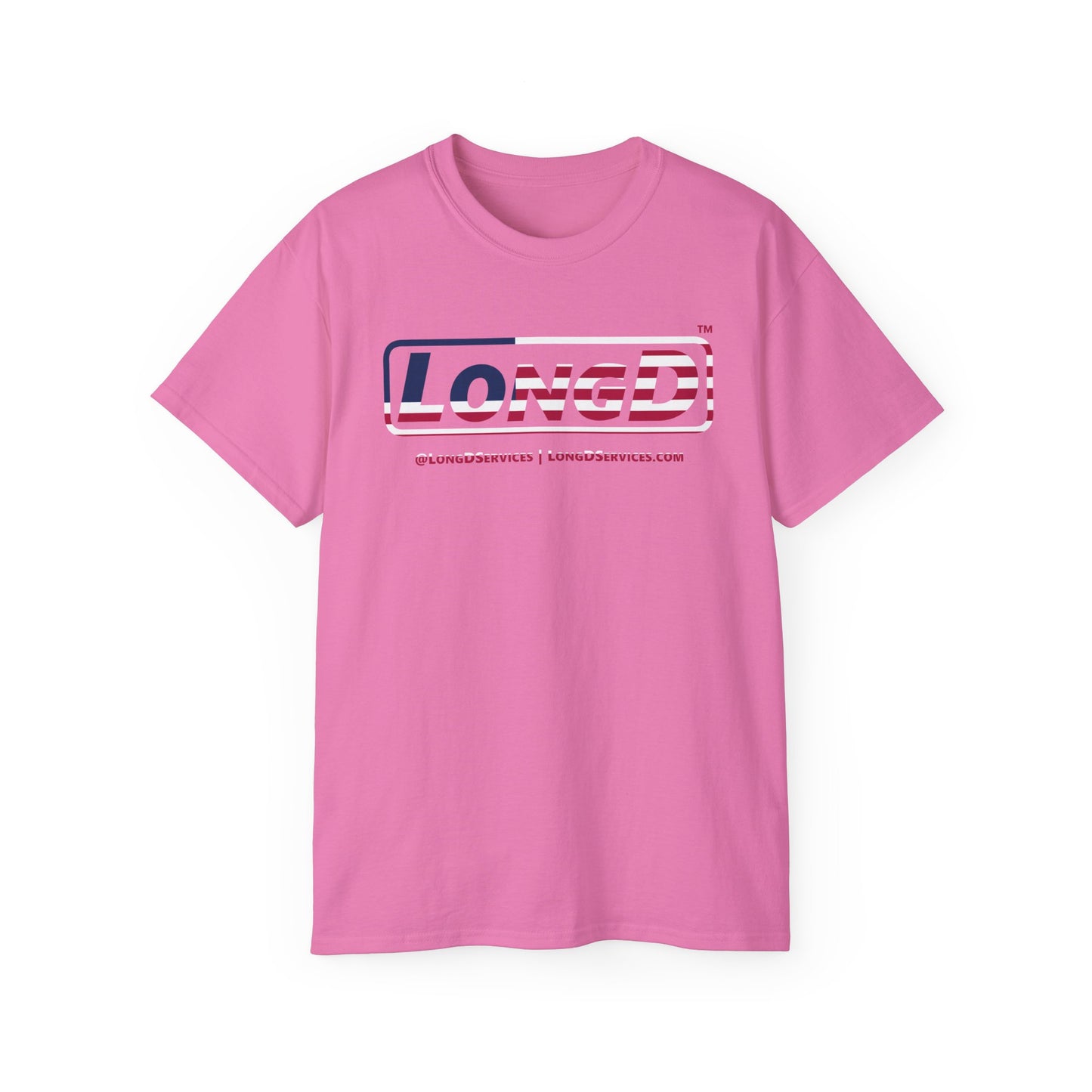 LongD® Logo Cotton Tee Red, White and Blue positive flag