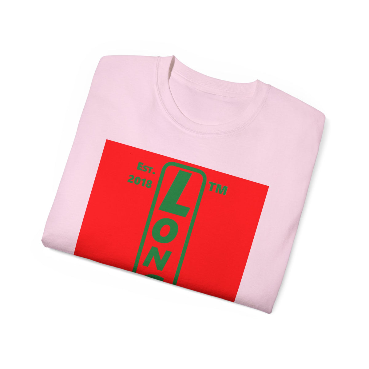 LongD Hyde Park upright logo positive green on negative red (Xmas colors) cotton tee