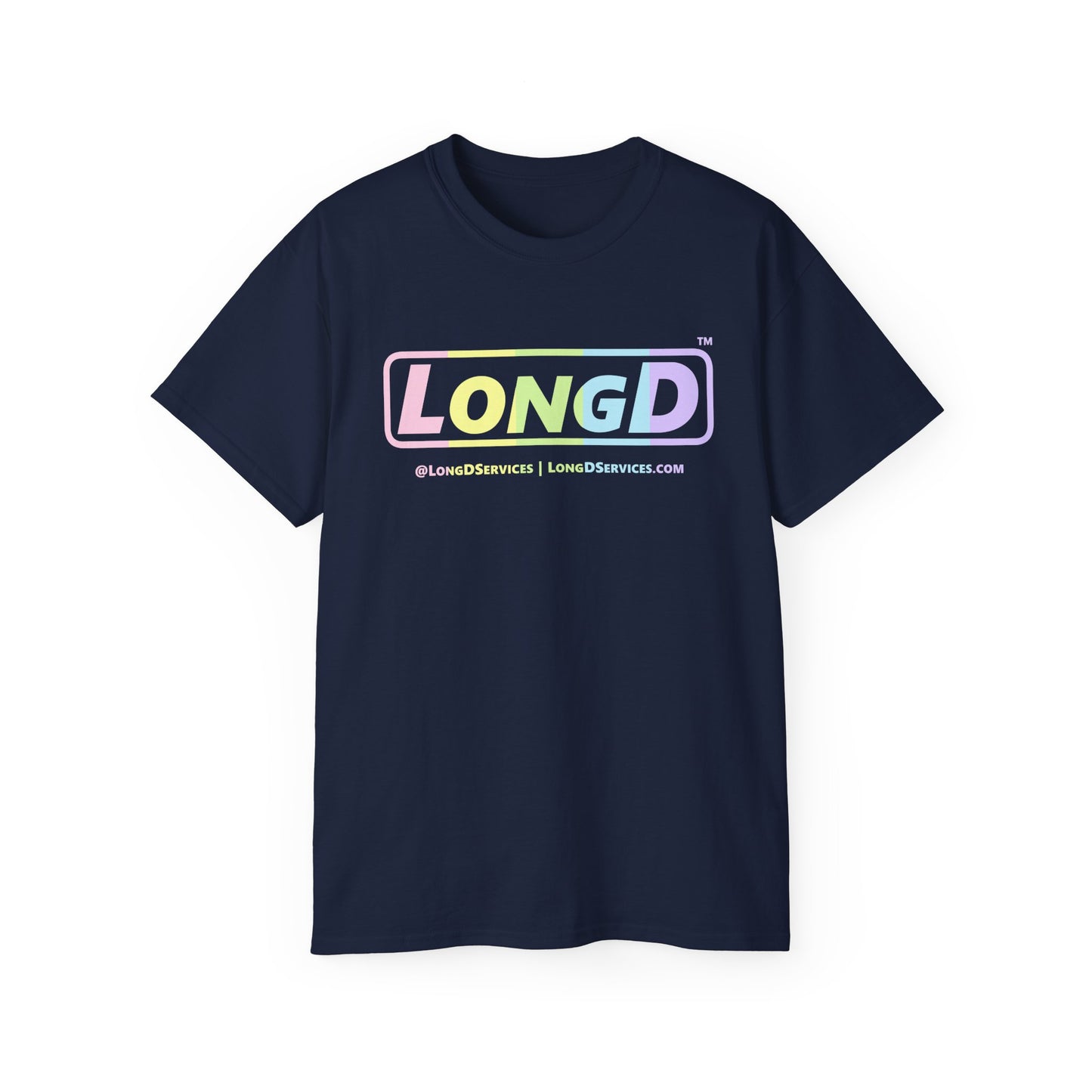 LongD® Logo Cotton Tee (Easter pastel spectrum in positive text)