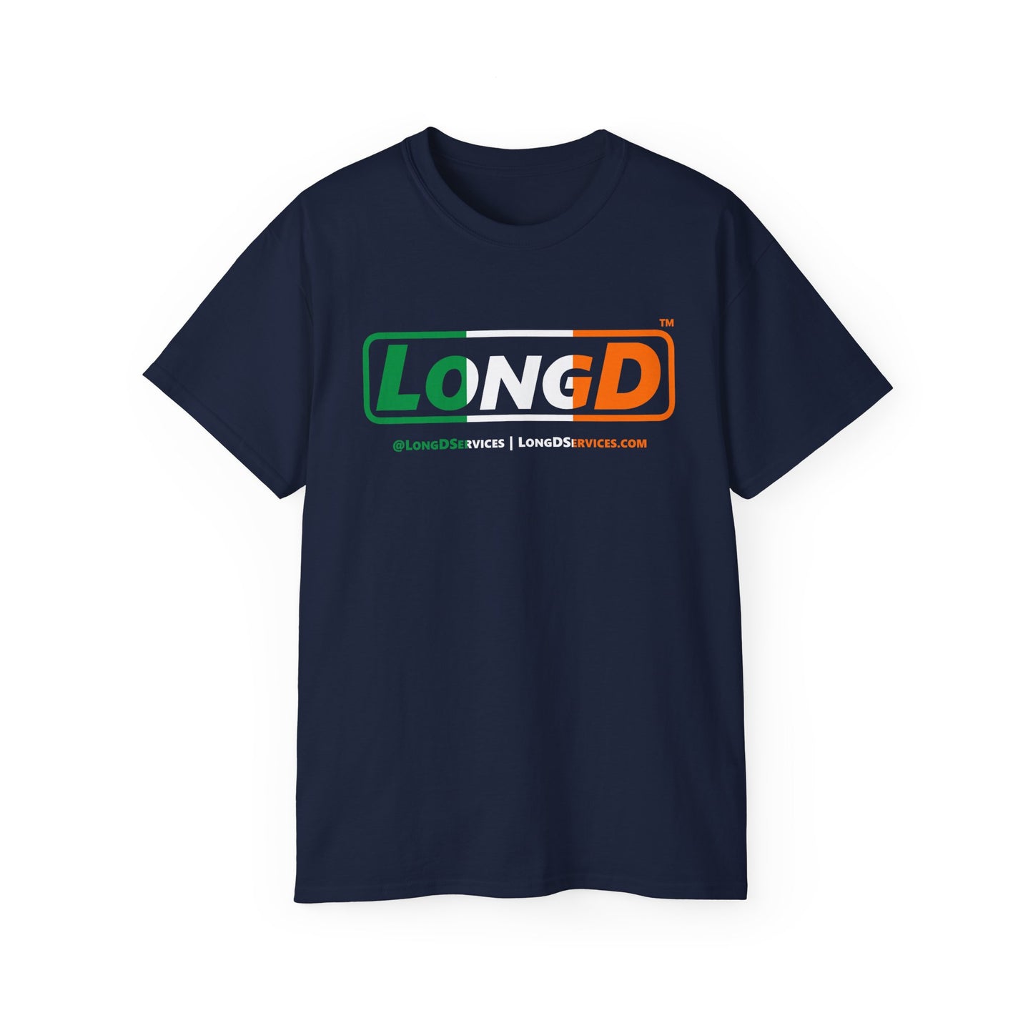 LongD® Logo Cotton Tee (St. Patrick's Day -Irish Green, White and Irish Orange thirds)