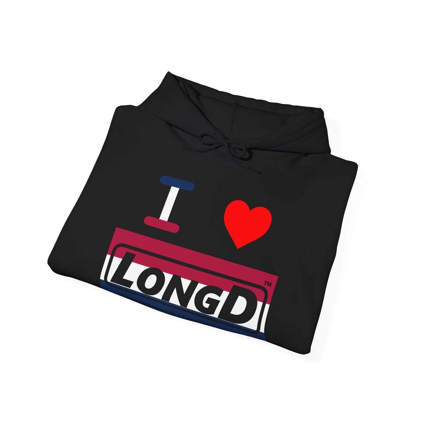 I Luv LongD® Logo Hoodie red, white and blue striped negative thirds