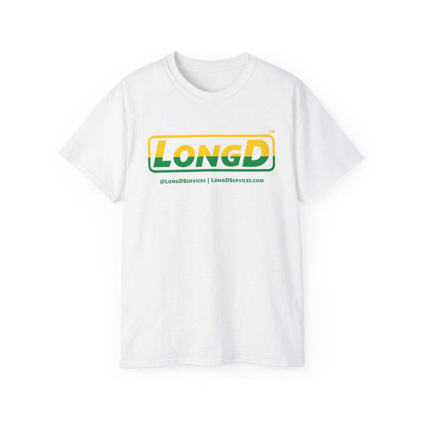 LongD® Logo Cotton Tee (St. Patrick's Day -Irish Green and Golden Yellow top-bottom split)