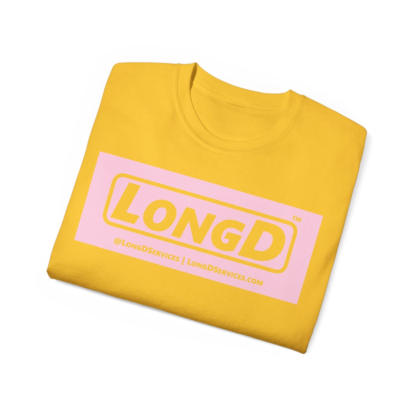 LongD® Logo Cotton Tee (Easter pastel pink negative text)