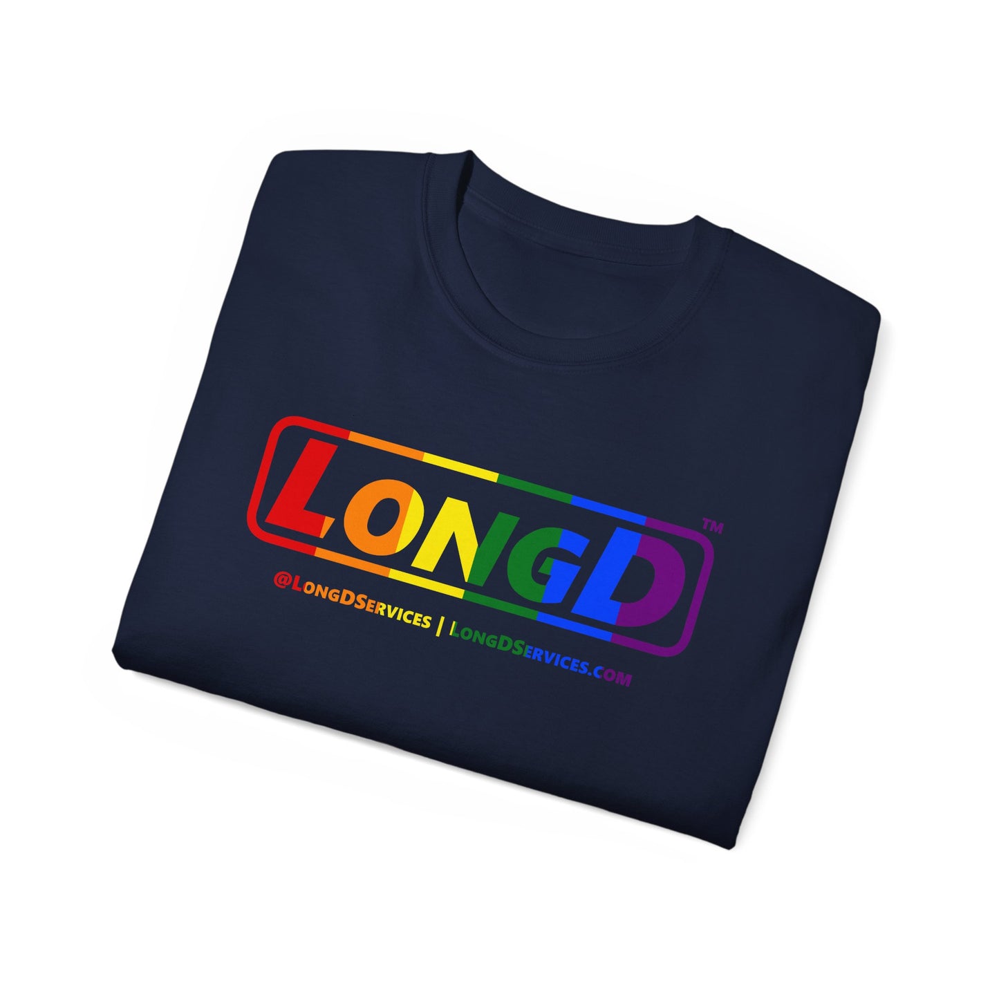 LongD® Logo Cotton Tee Pride rainbow positive text