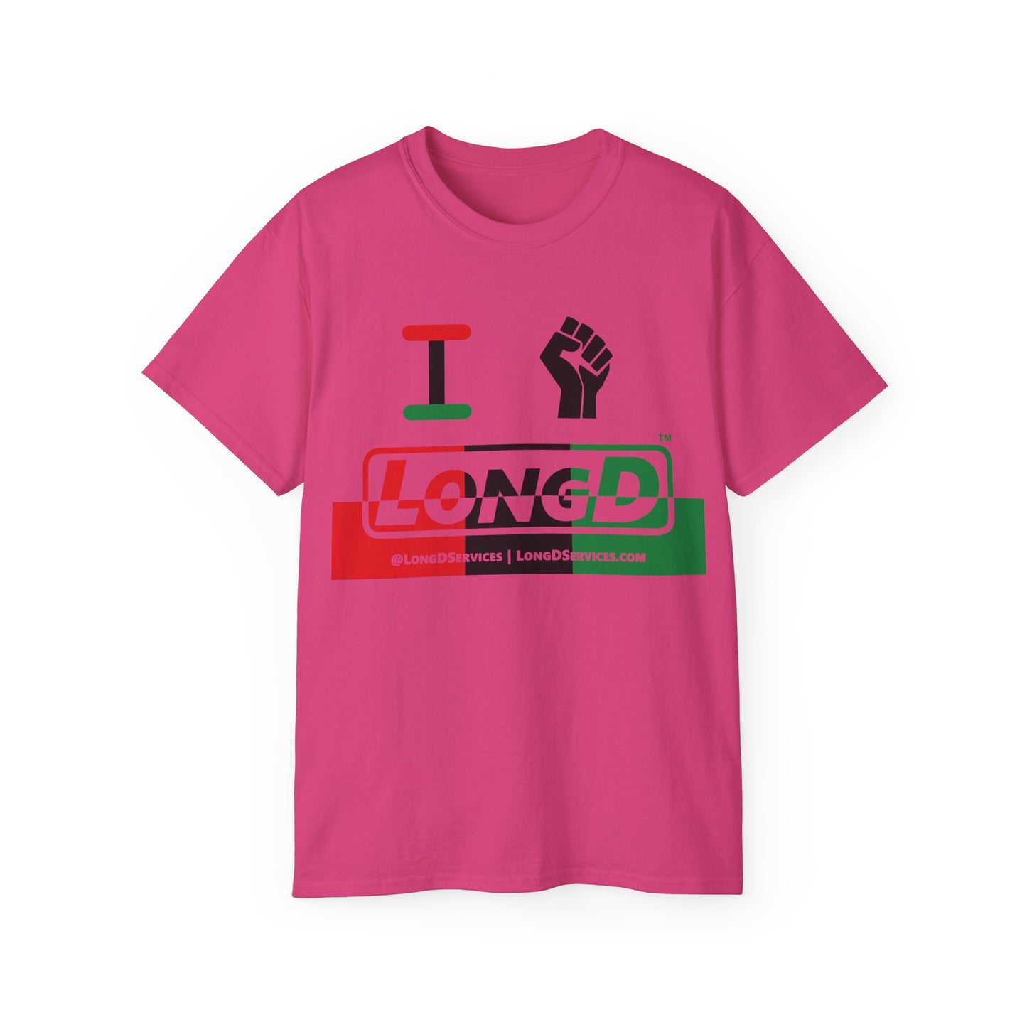 I Fist LongD® Logo Cotton Tee Juneteenth black fist positive top negative bottom text
