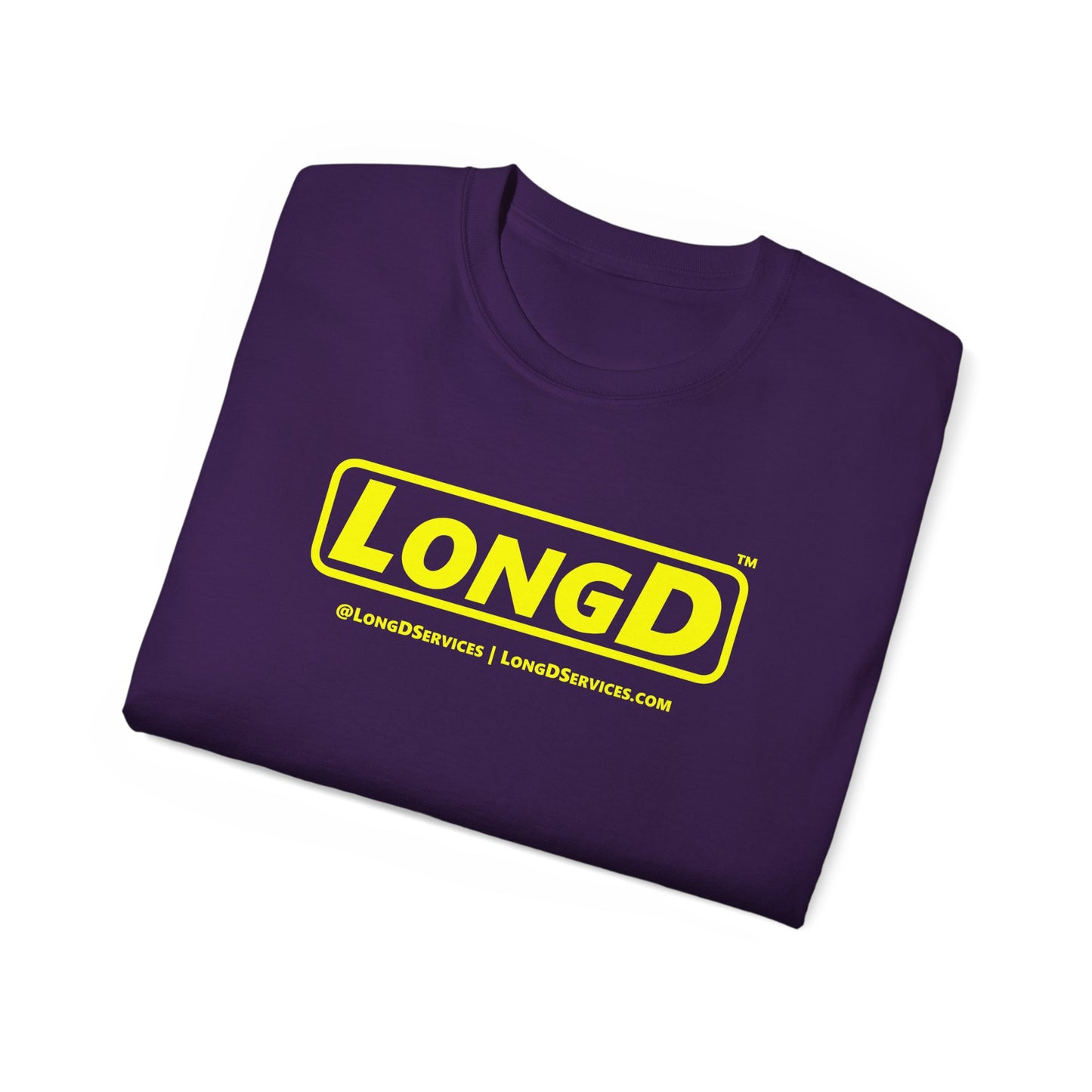 LongD® Logo Cotton Tee (Mardi Gras colored shirts with yellow text)