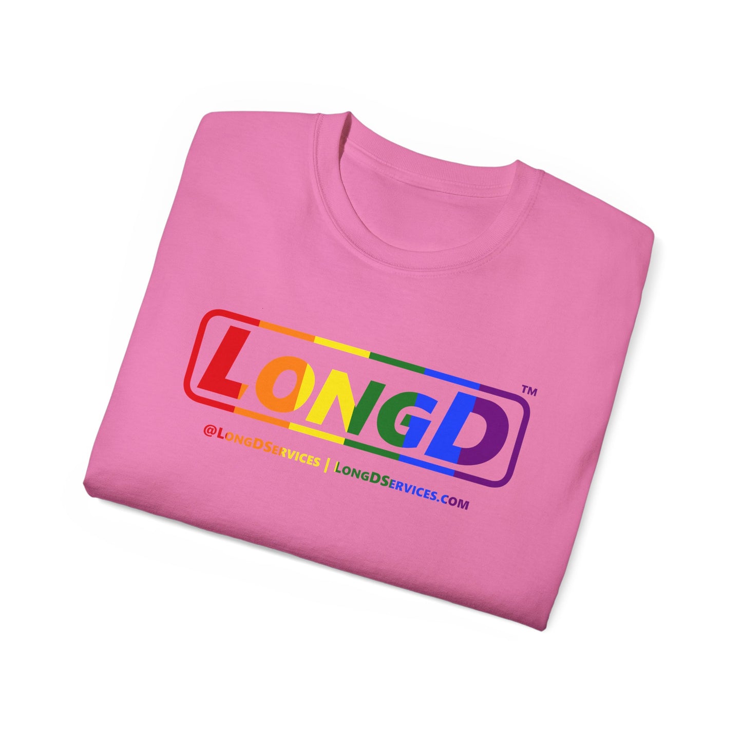 LongD® Logo Cotton Tee Pride rainbow positive text