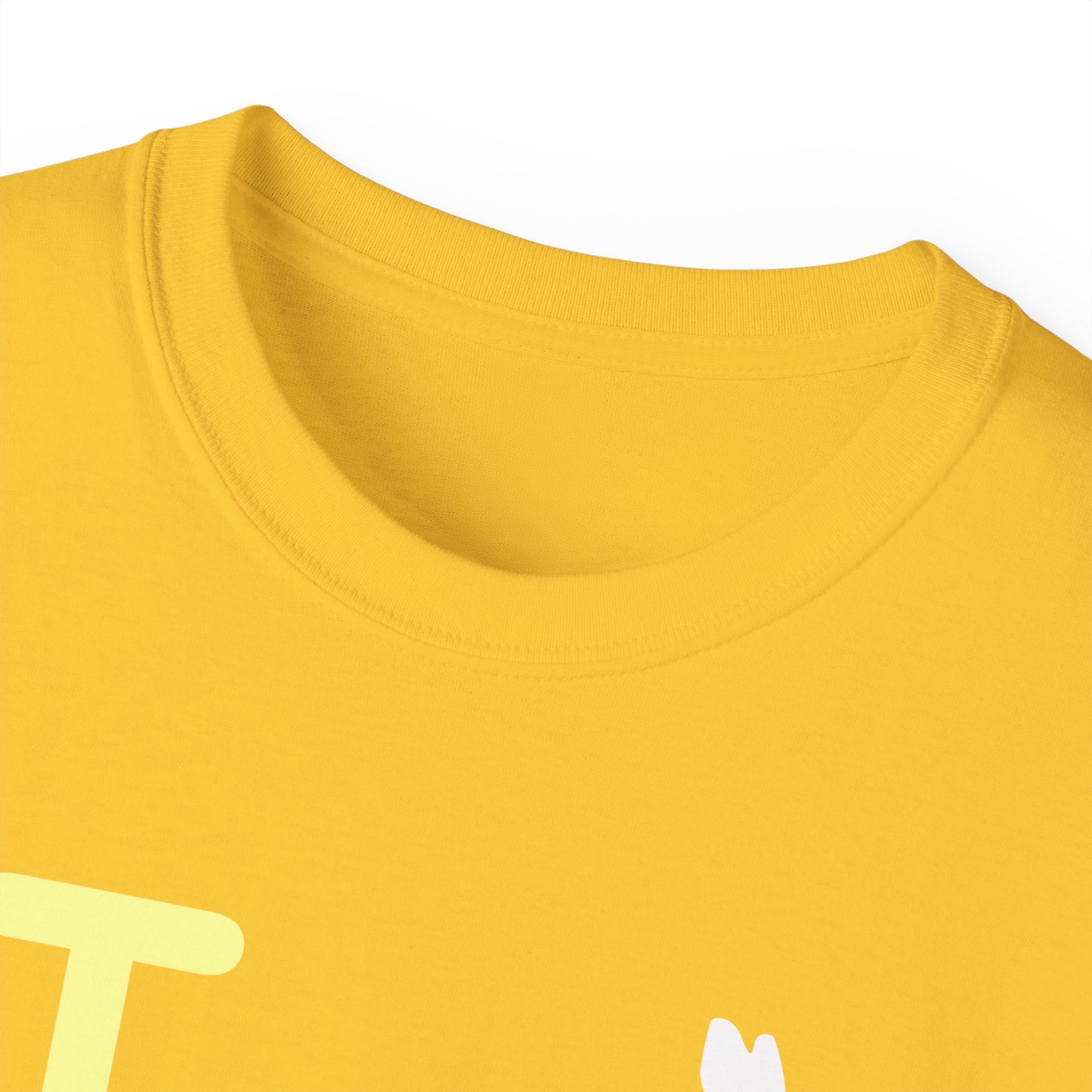 I Bunny LongD® Logo Cotton Tee Easter pastel yellow text (white Easter Bunny)