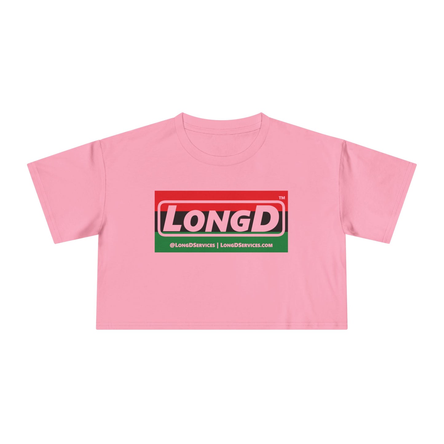 LongD Logo Women's Crop Tee (Juneteenth striped negative thirds logo)