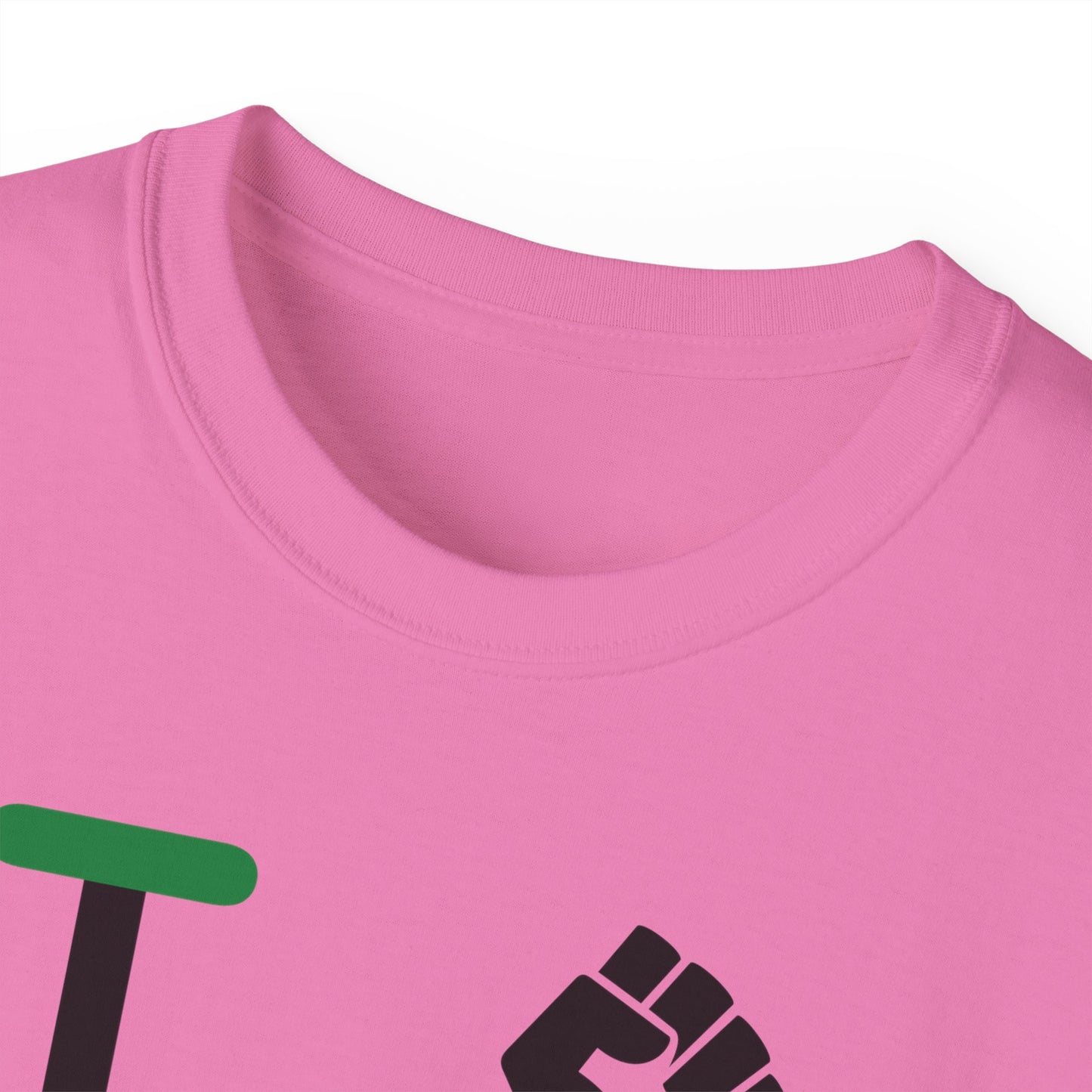 I Fist LongD® Logo Cotton Tee Juneteenth black fist negative striped text