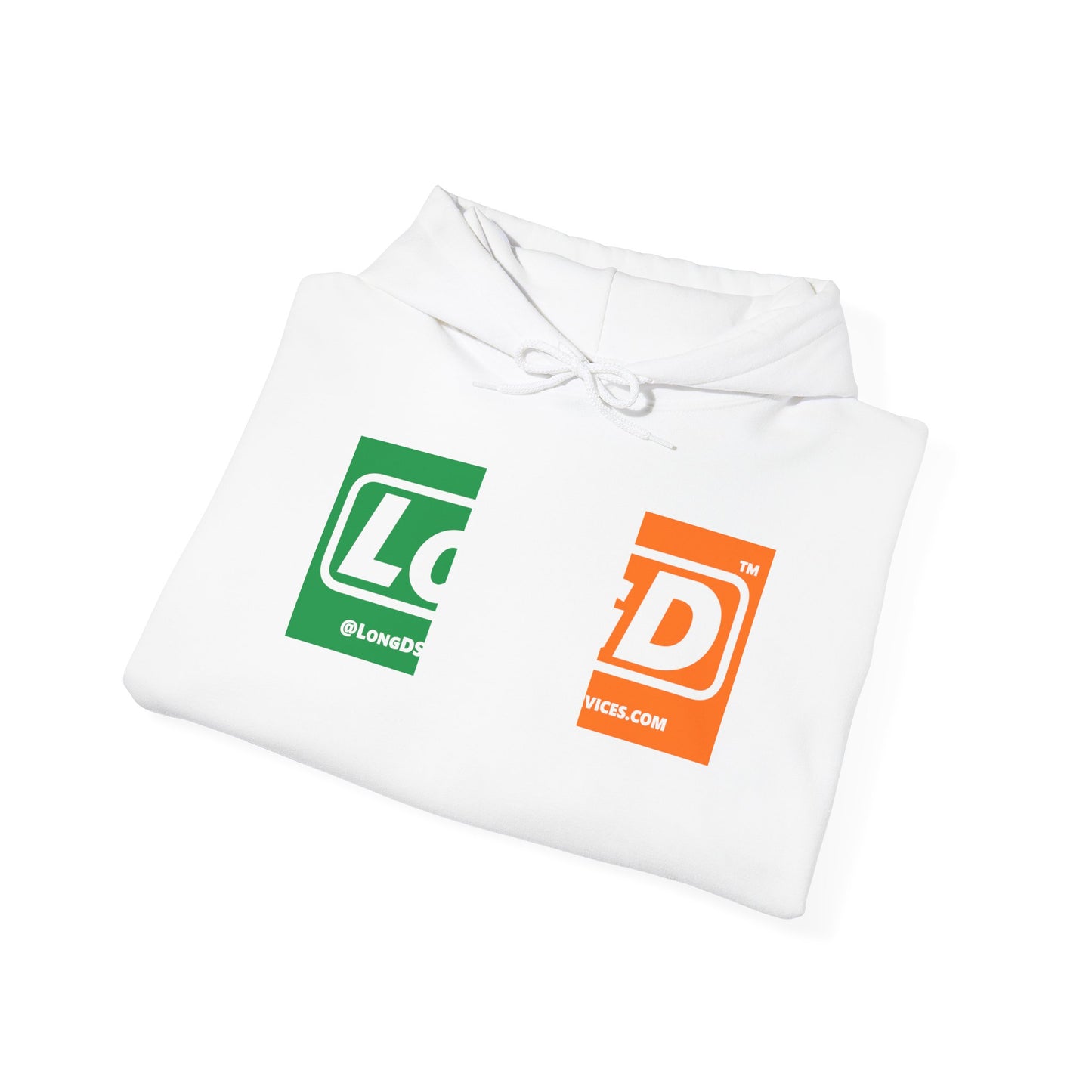 LongD® Logo Hoodie (St. Patrick's Day Irish Green-Irish Orange-White negative text)