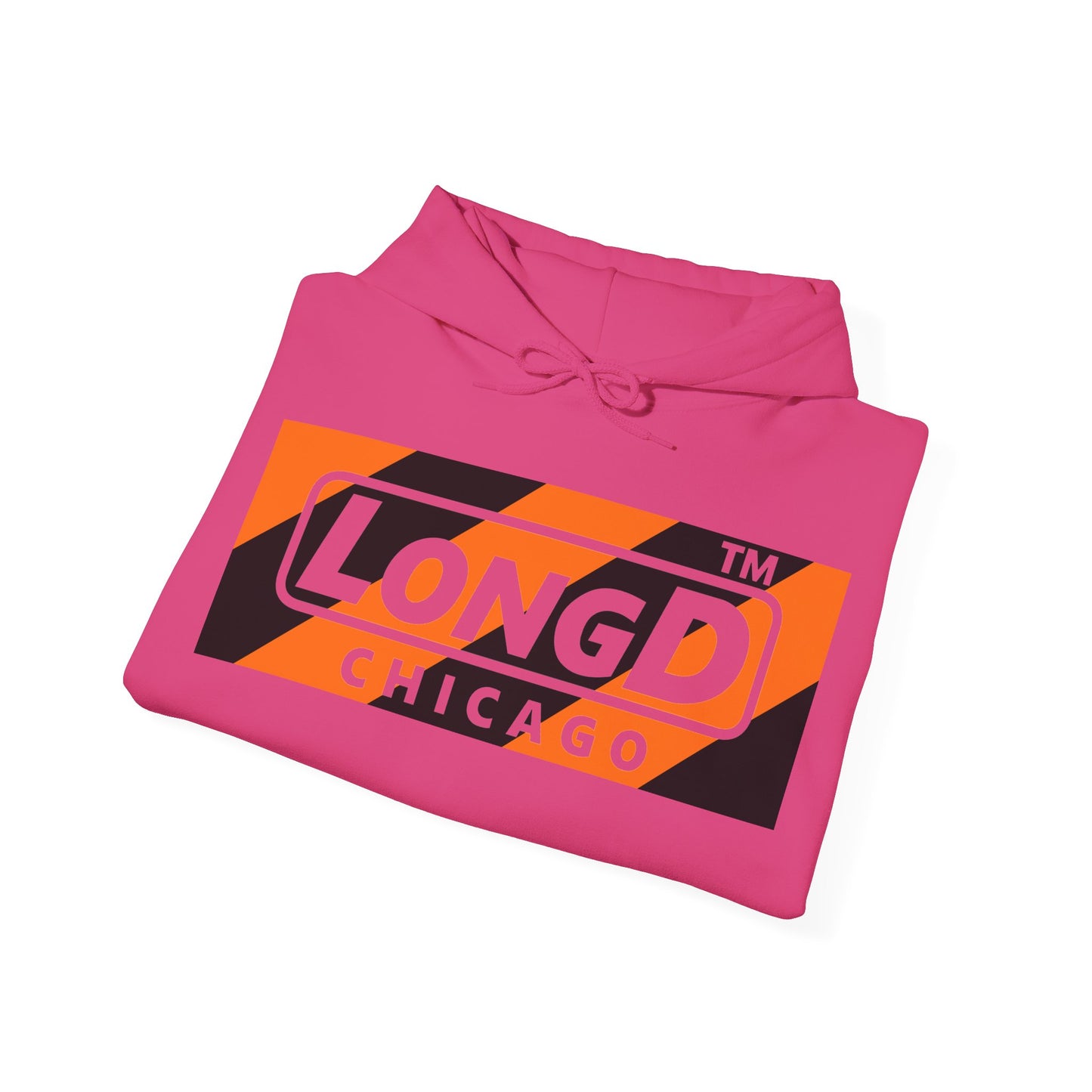 LongD Chicago negative diagonal 6-striped front-back logo (Halloween colors) hoodie