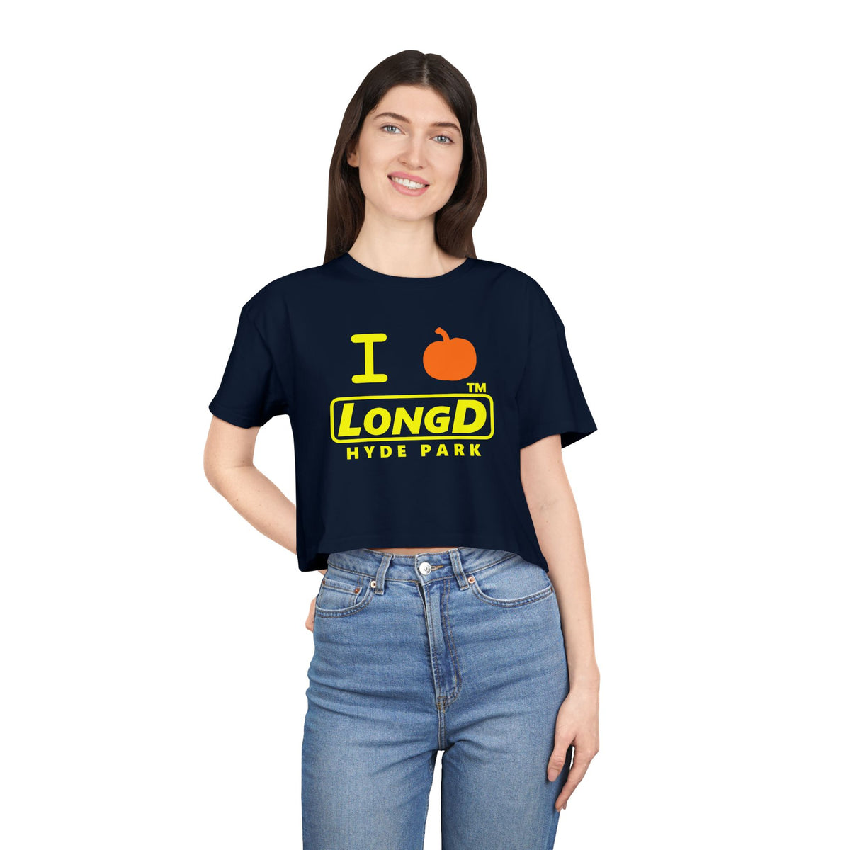 I pumpkin LongD Hyde Park positive alternate basic Yellow (FFFF00) logo crop tee