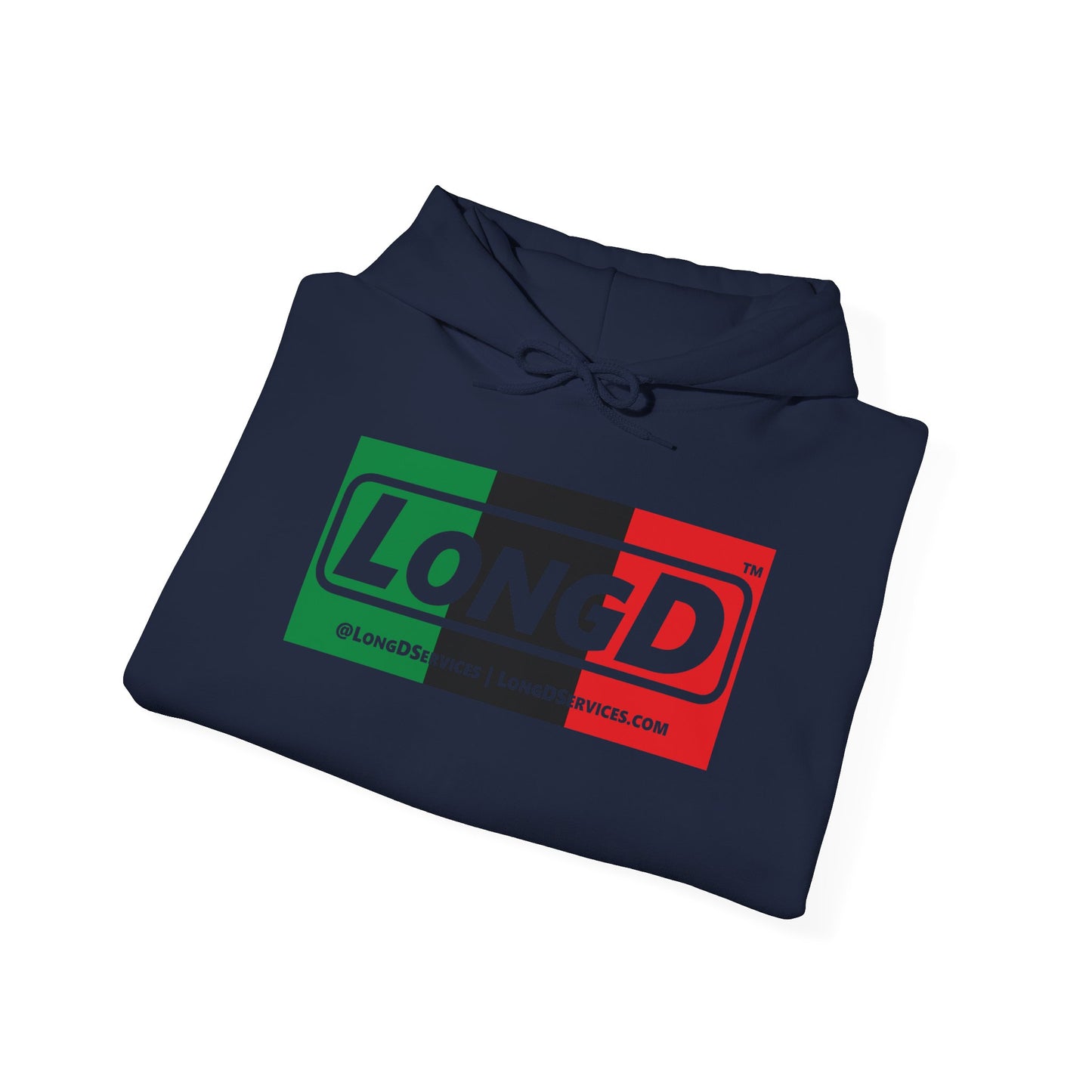 LongD® Logo Hoodie with Juneteenth negative thirds text