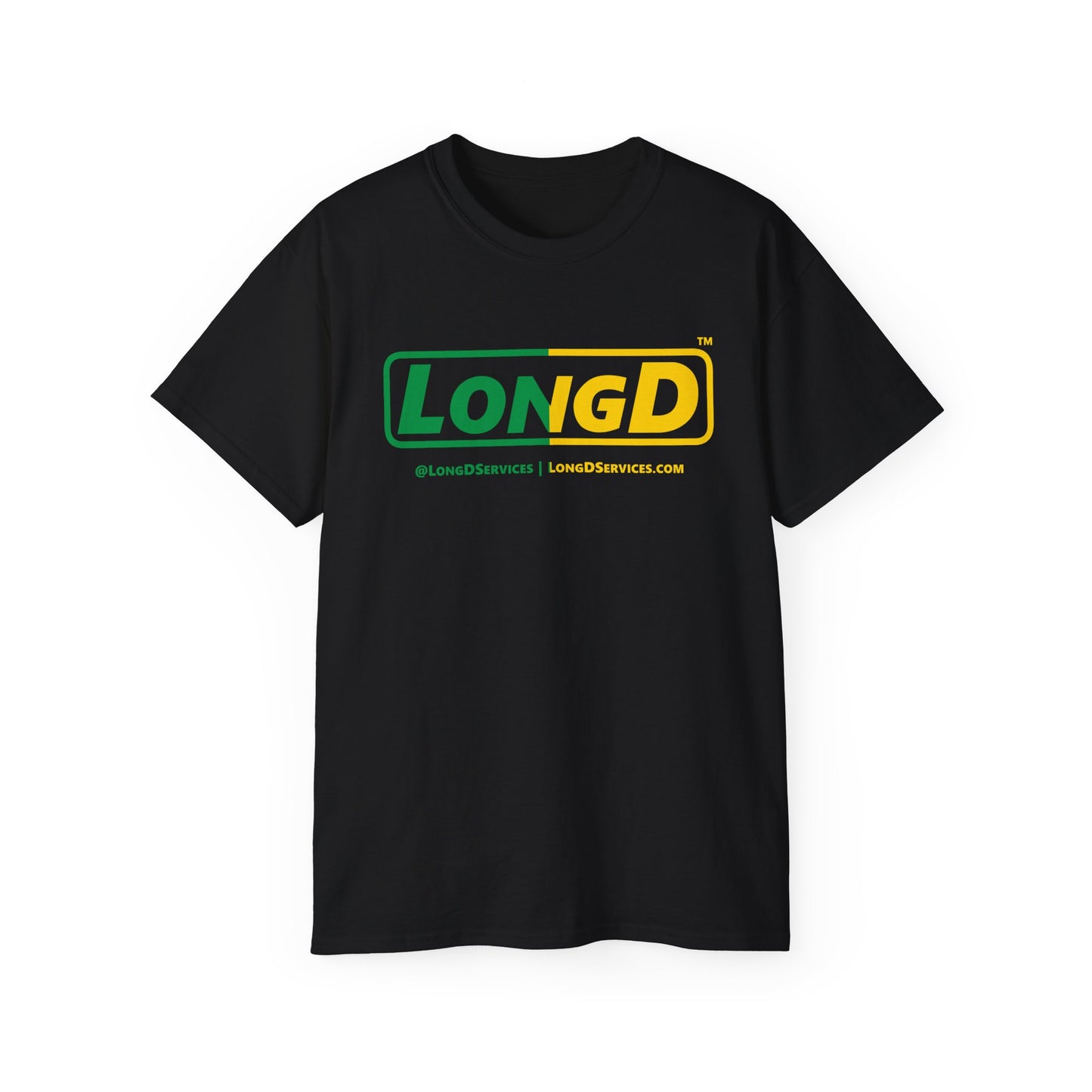 LongD® Logo Cotton Tee (St. Patrick's Day -Irish Green and Golden Yellow right-left split)