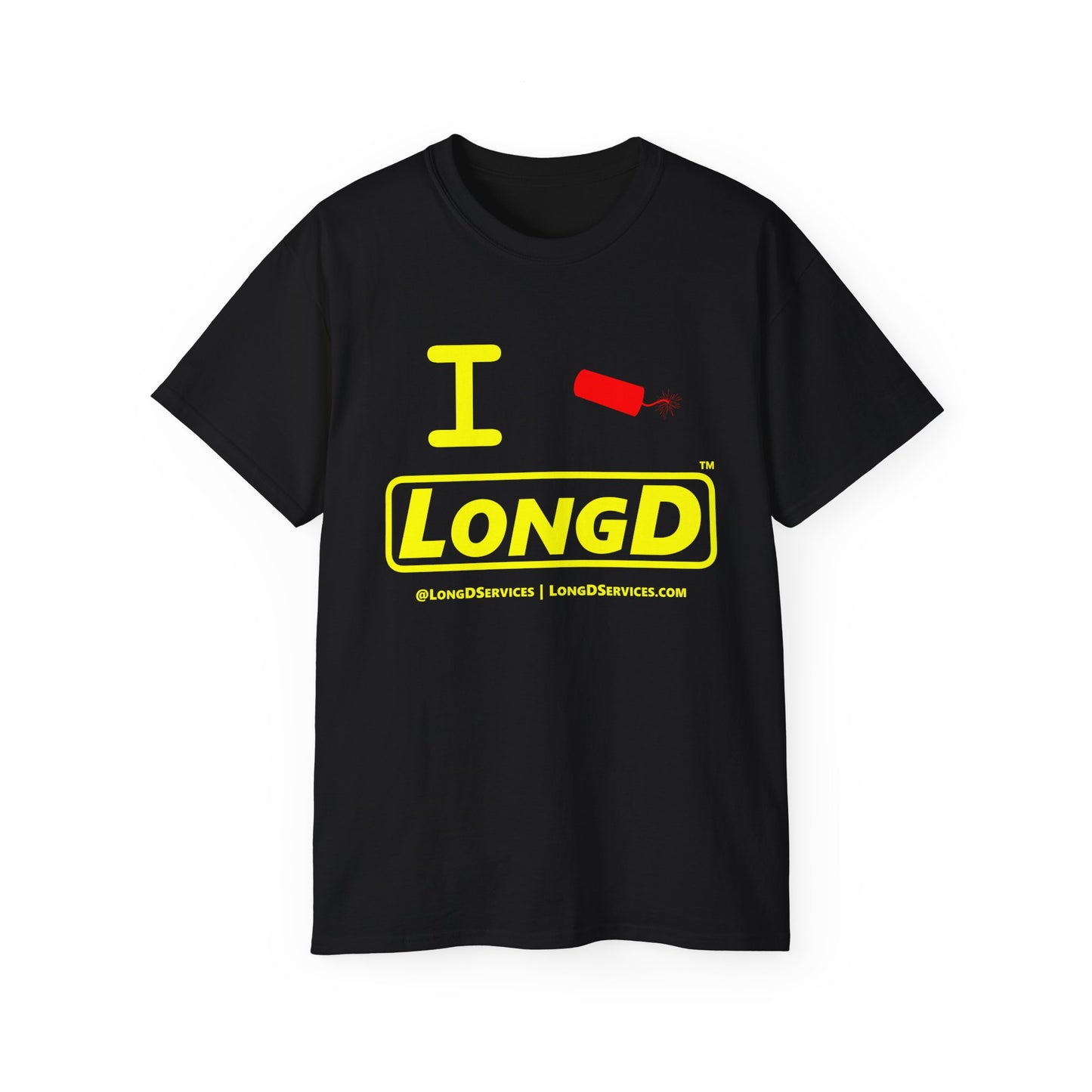 I Firecracker LongD® Reverse Logo Cotton Tee Red firecracker (no blue or white)