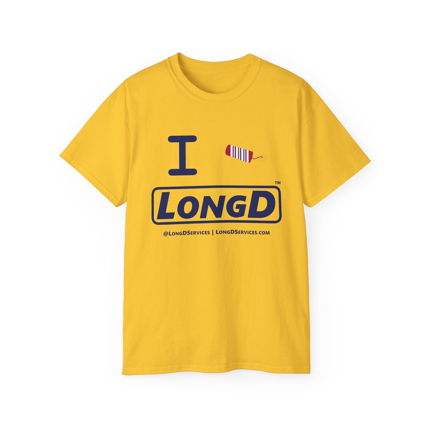 I Firecracker LongD® Official Logo Cotton Tee Red, White and Blue firecracker