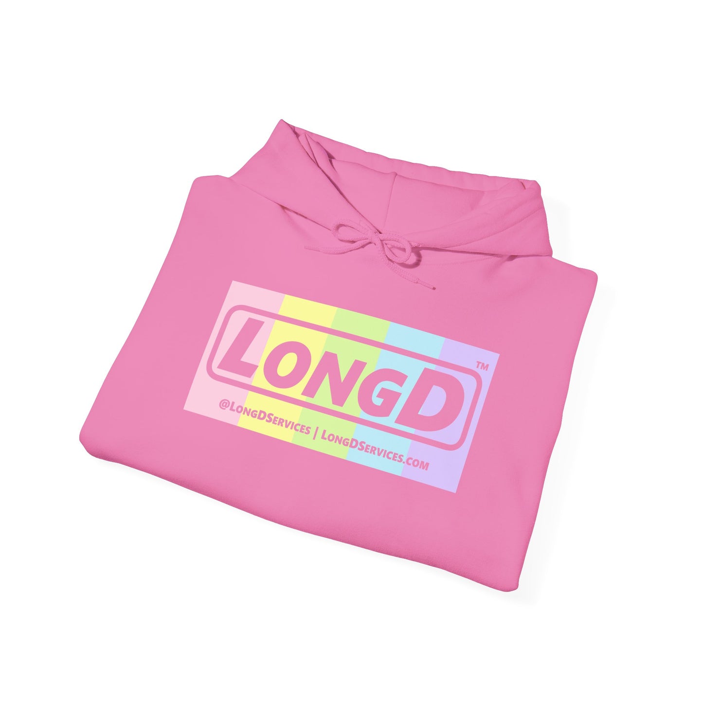 LongD® Logo Hoodie pastel spectrum negative text coloration