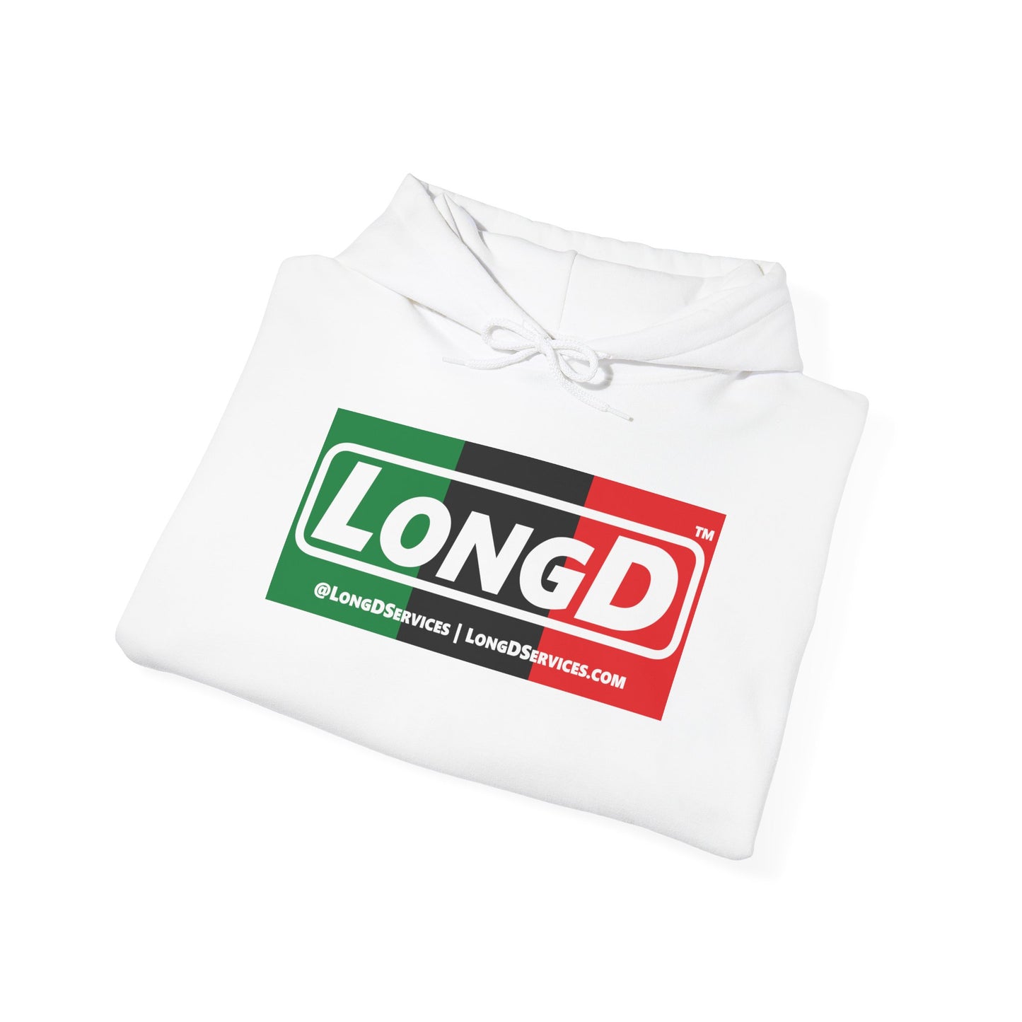 LongD® Logo Hoodie with Juneteenth negative thirds text
