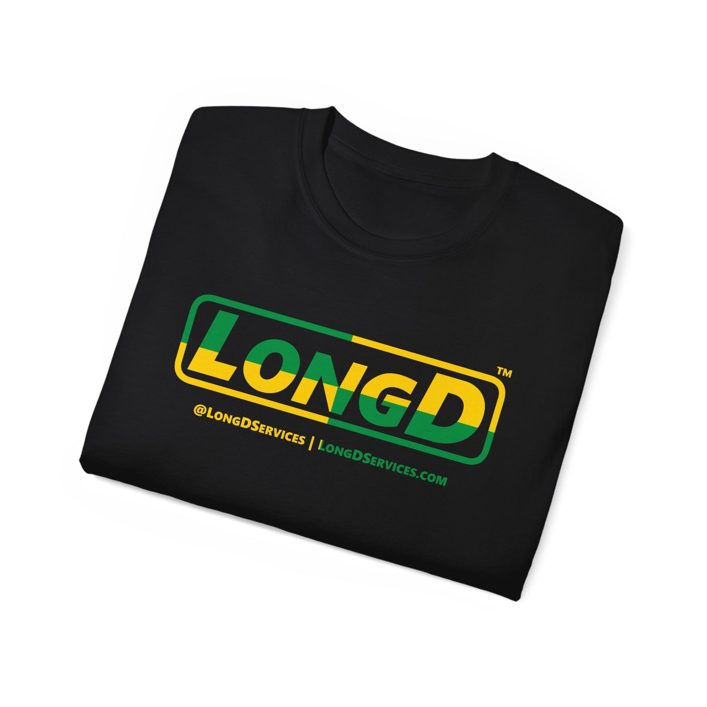 LongD® Logo Cotton Tee (St. Patrick's Day -Irish Green and Golden Yellow quarter split)