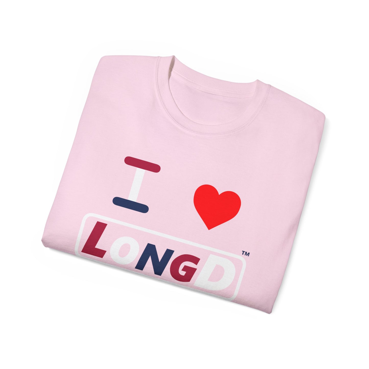 I Luv LongD® Logo Cotton Tee Red, White and Blue positive varied elements text