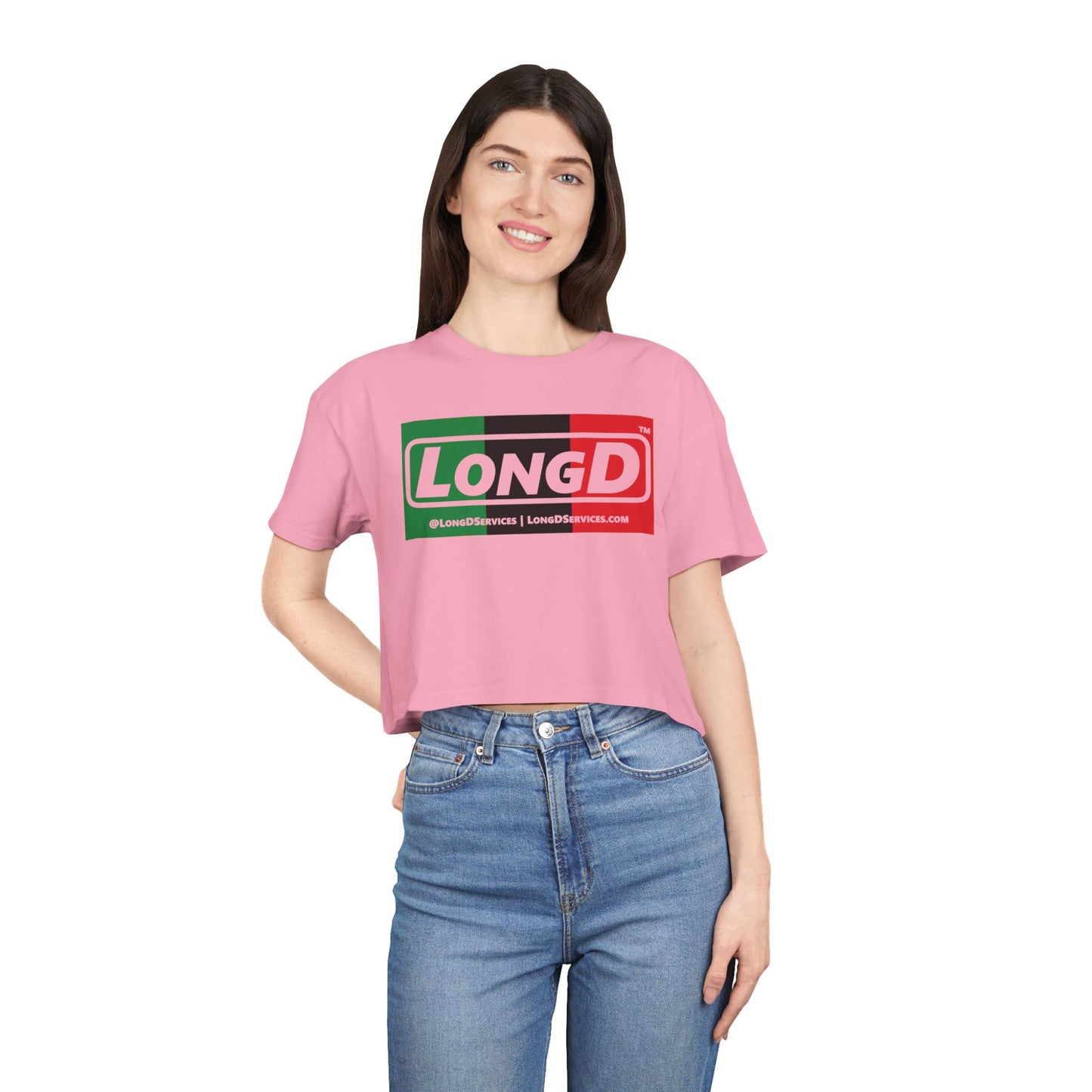 LongD Logo Women's Crop Tee (Juneteenth negative thirds logo)