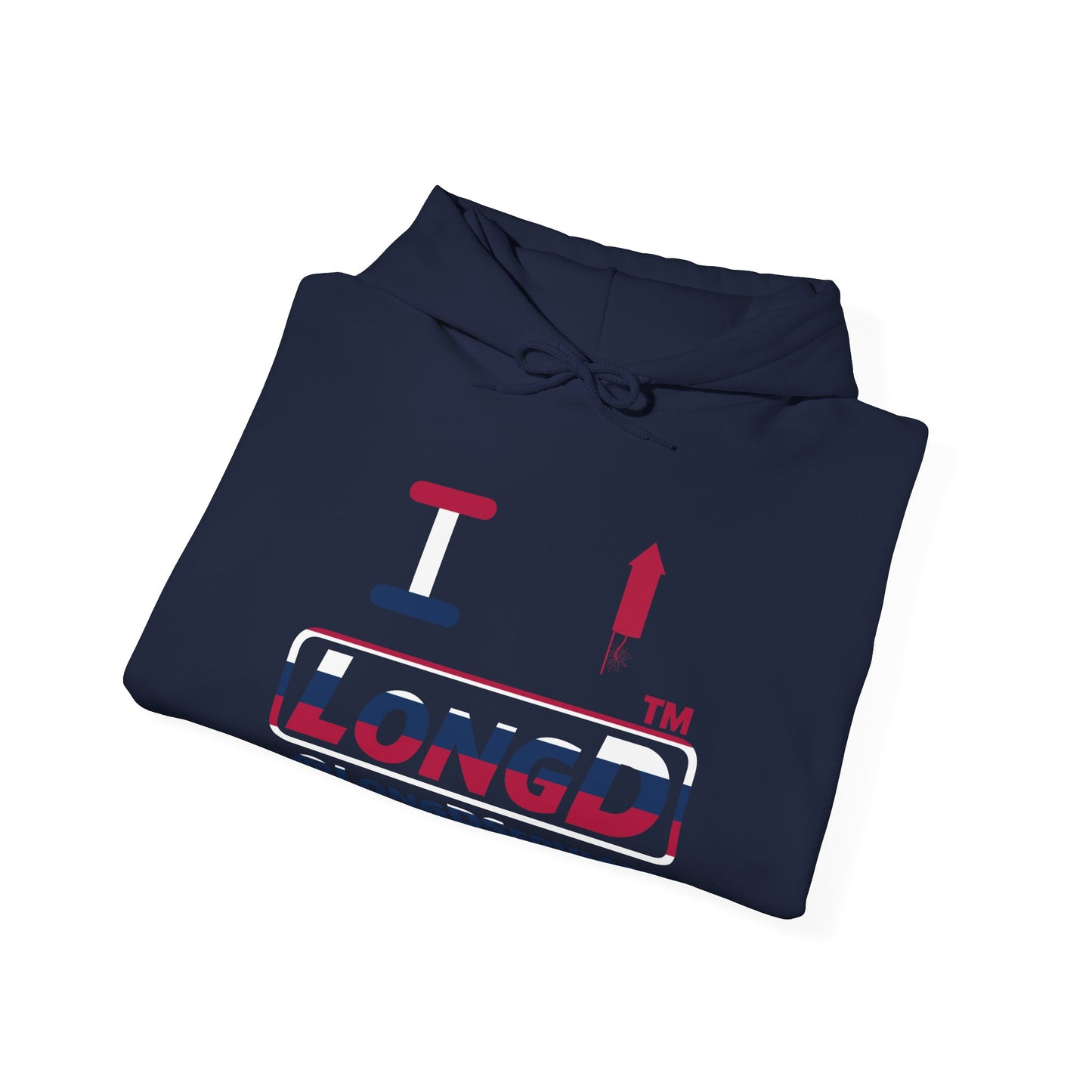 I firecracker LongD® positive horizontal 6-striped tag logo hoodie