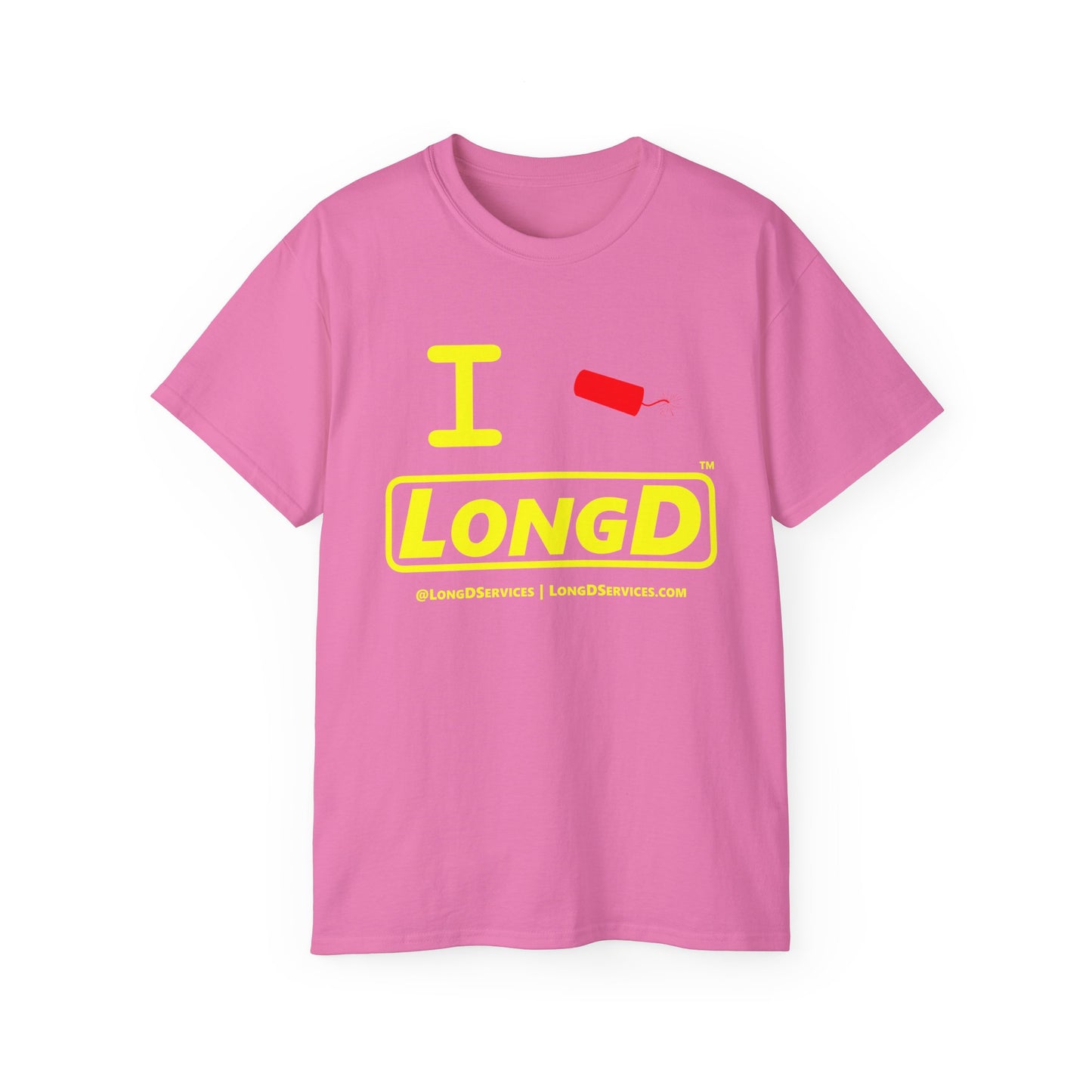I Firecracker LongD® Reverse Logo Cotton Tee Red firecracker (no blue or white)