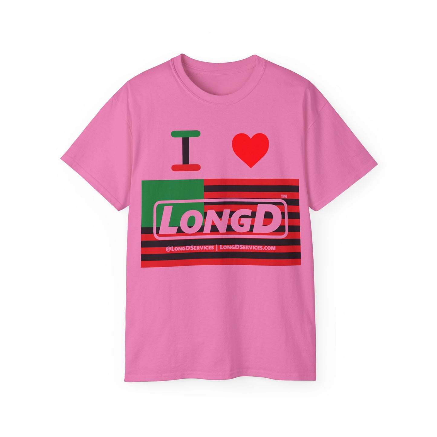 I Luv LongD® Logo Cotton Tee Juneteenth negative flag