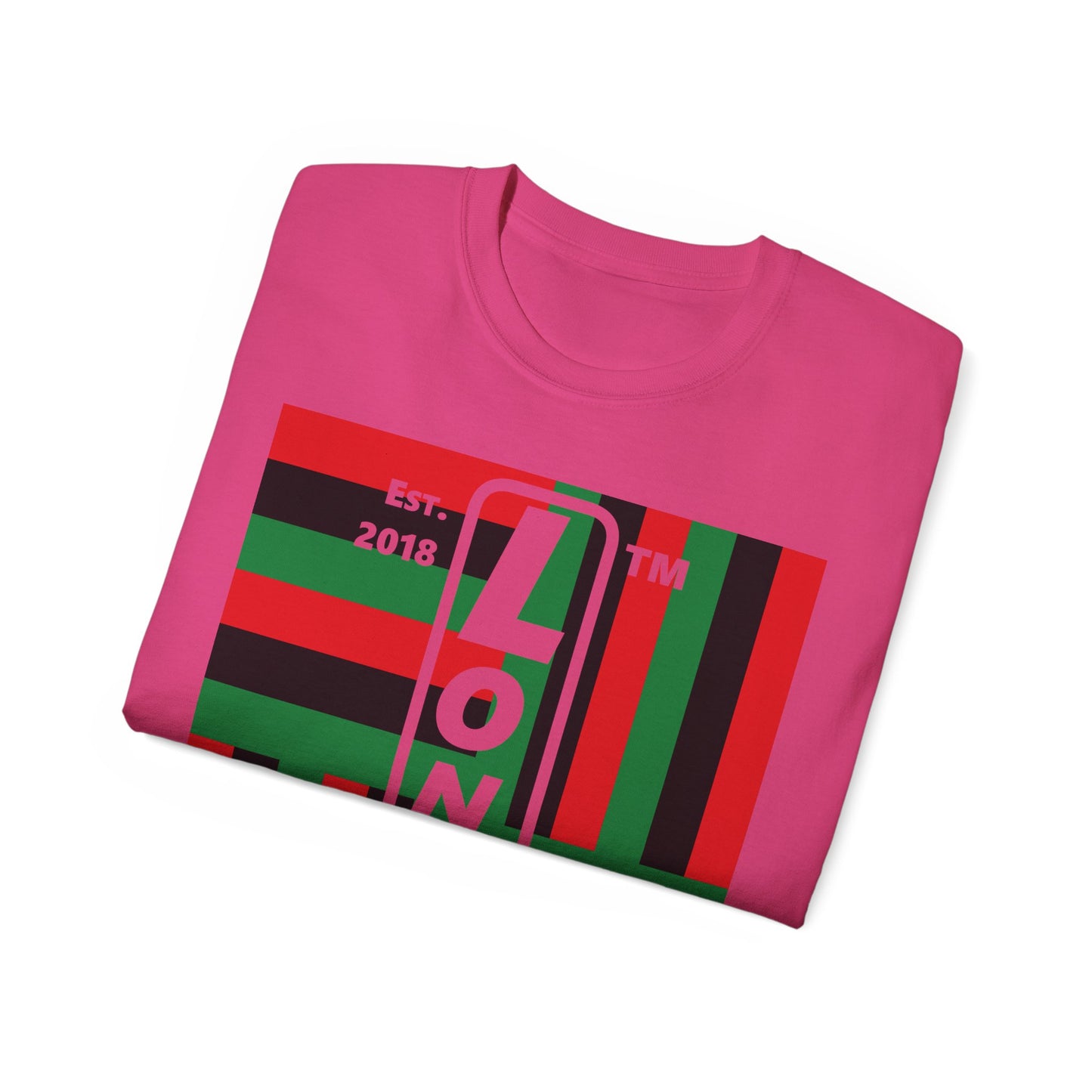 LongD Cotton Tee negative windmill Chicago upright logo (Juneteenth colors)
