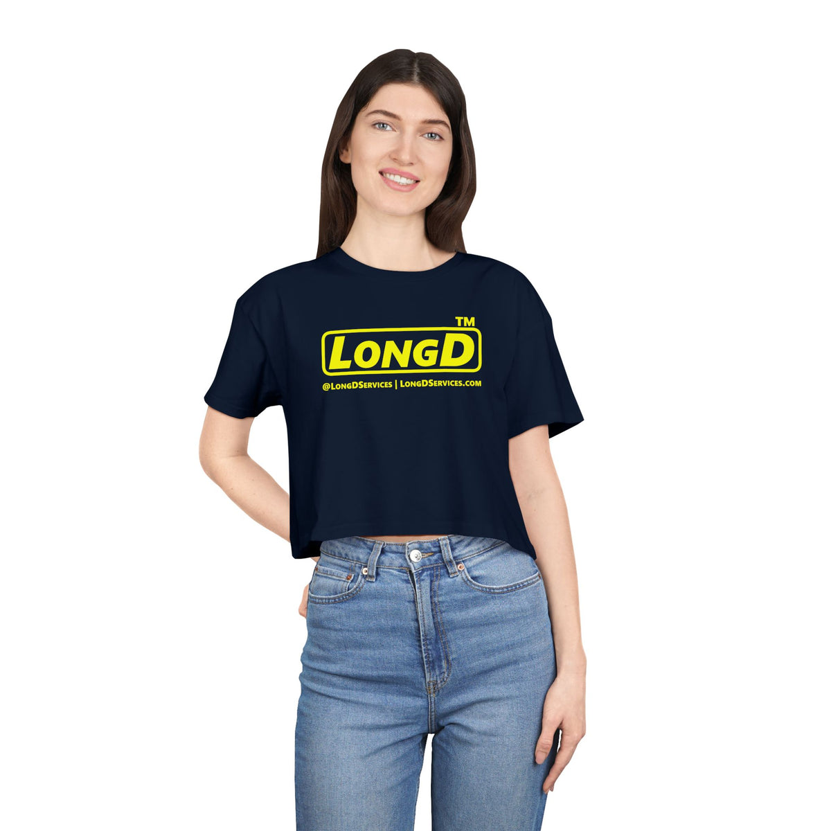 LongD Tag-domain positive alternate basic logo crop tee