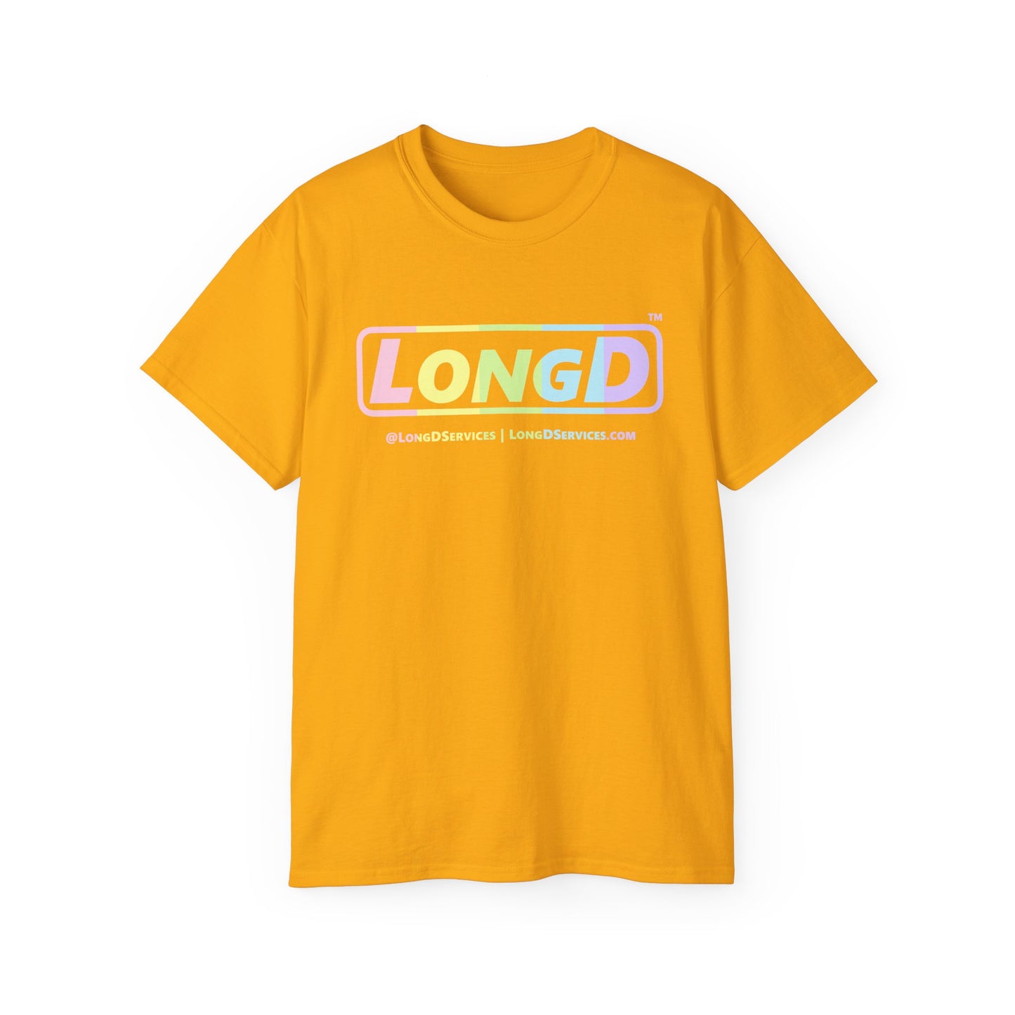 LongD® Logo Cotton Tee (Easter pastel spectrum in positive text)
