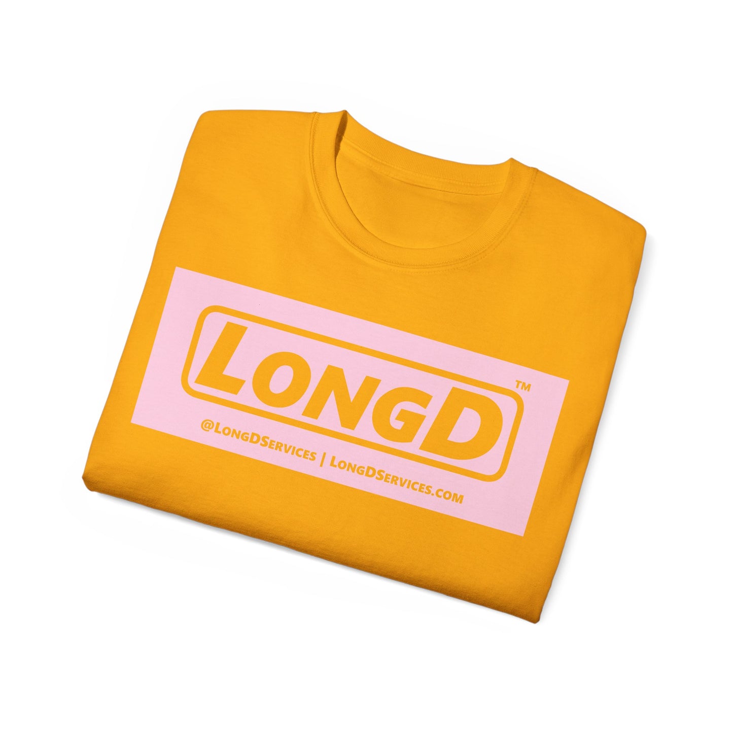 LongD® Logo Cotton Tee (Easter pastel pink negative text)